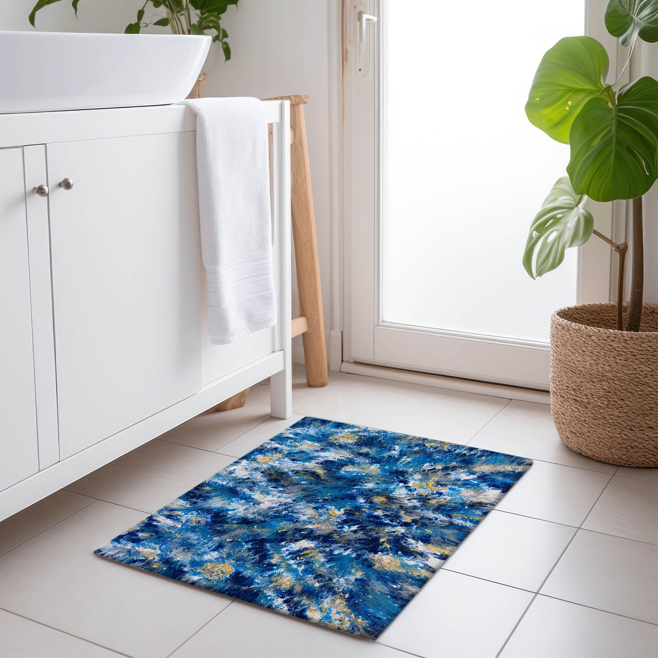 Addison Rugs AMF62BL20X30 Mayfield AMF62BL 2 x 3 (ft) Loomed Polyester Blue Rectangular Indoor Abstract Machine washable Area rug