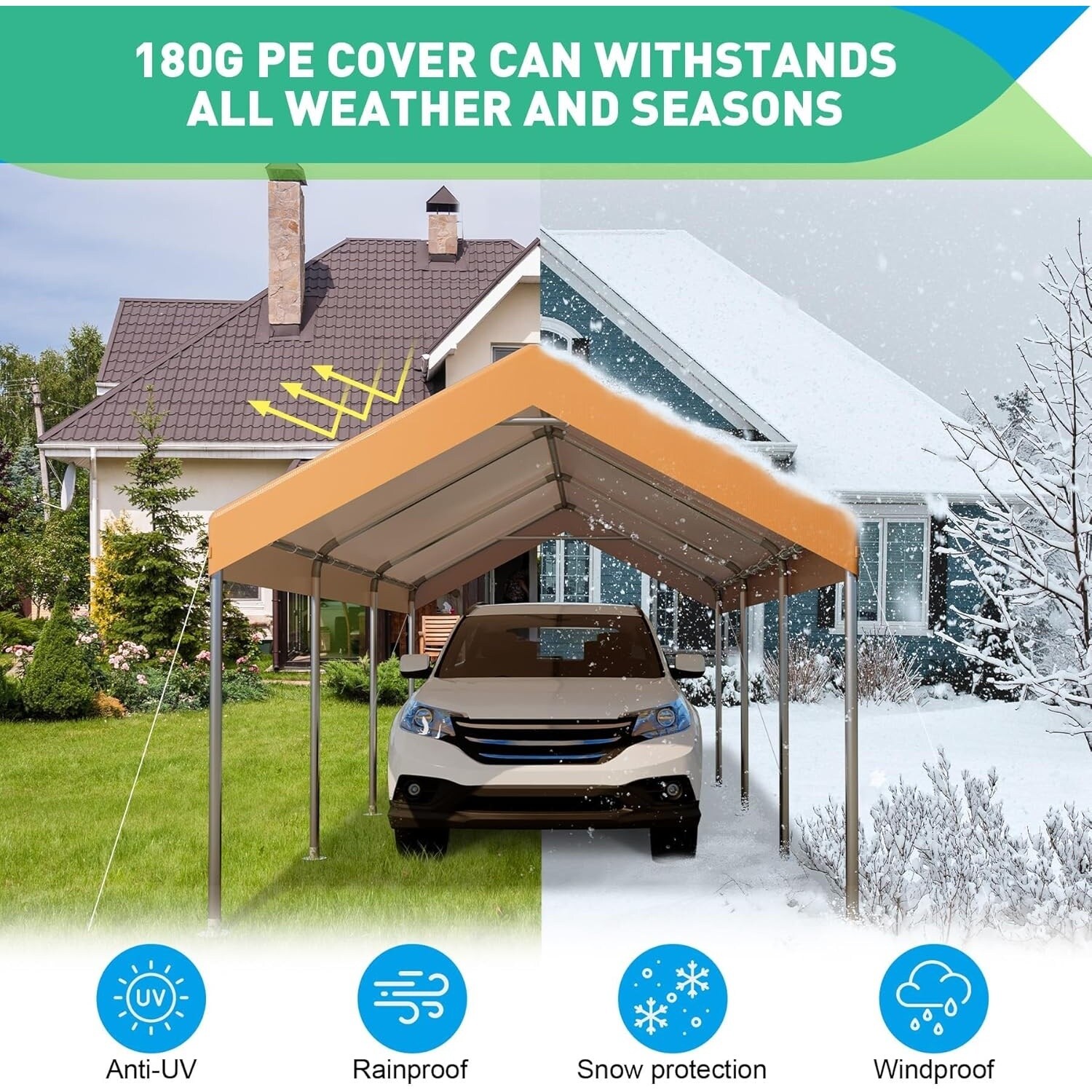 Qeetex GGL-PHO-140WTGYR Carport-Covers - View #3