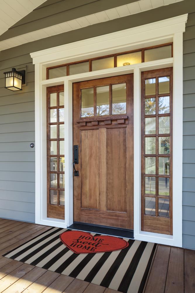 Heart-Shaped Red Coir Outdoor Doormat, 18x30 inches
