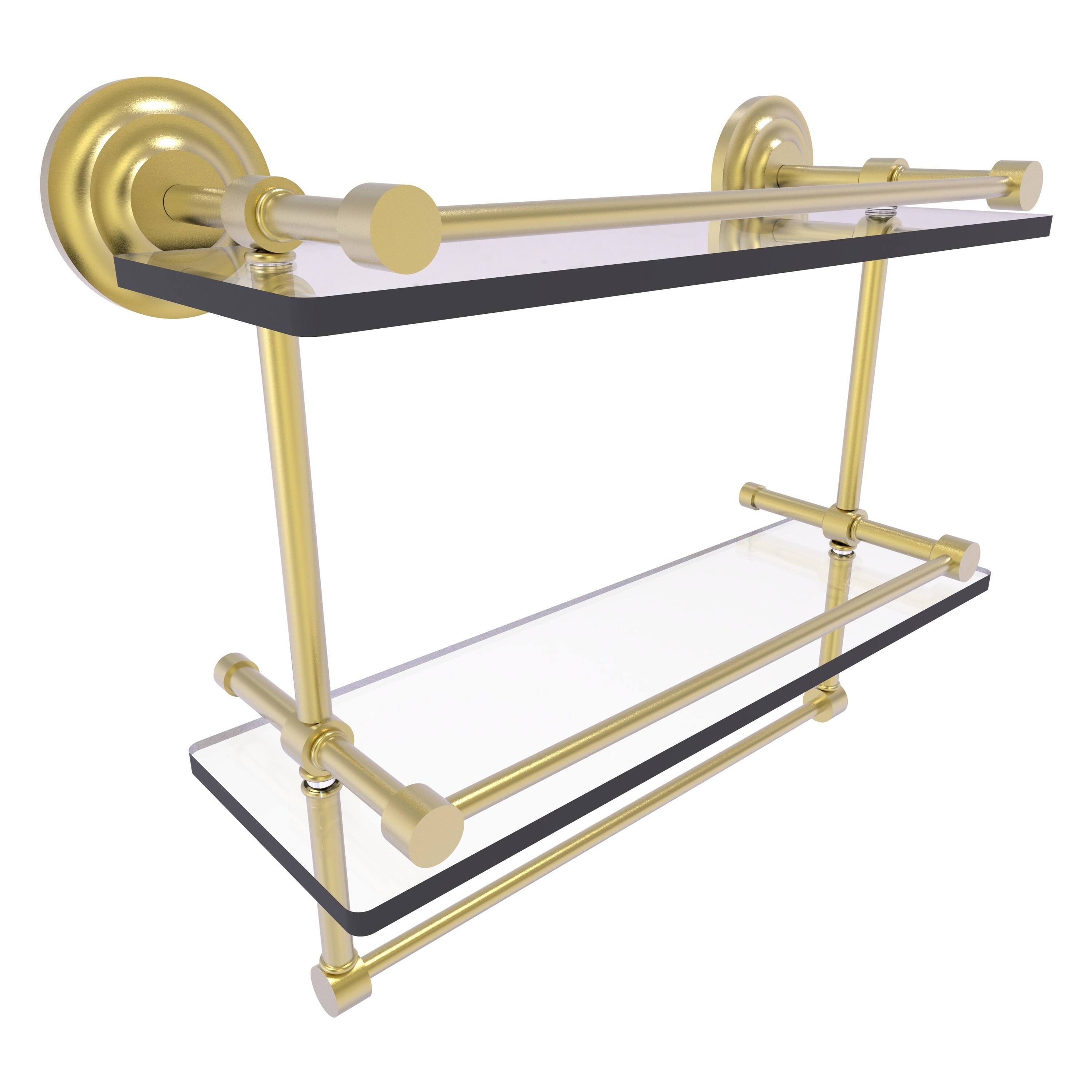 Allied Brass QN-2TB/16-GAL-SBR Que New Satin 2-Tier Brass Wall Mount Bathroom Shelf (16-in x 12-in x 5-in)