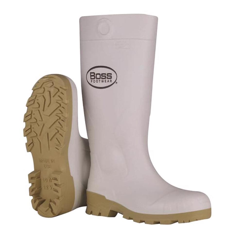 Boss  Unisex PVC Knee High Work Boots White Size 10 US 16 in Waterproof