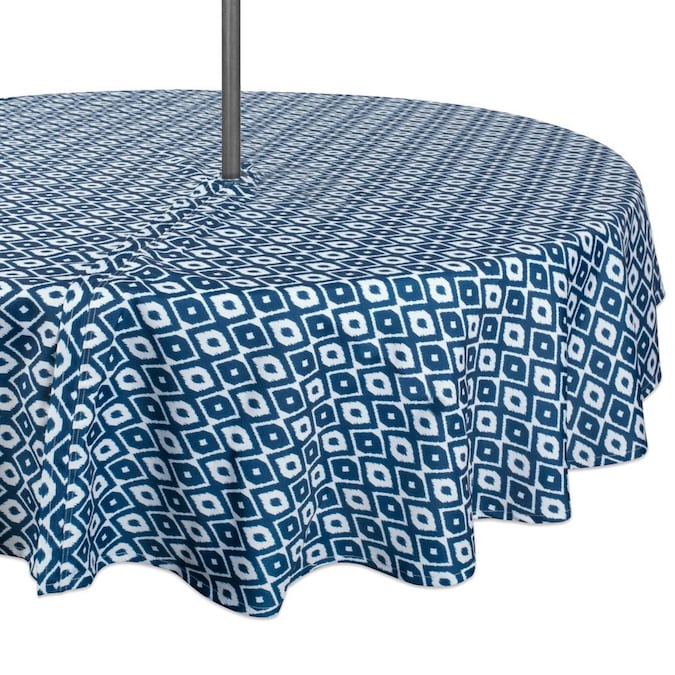 Dii Blue Table Cover For 48 In Round, Patio Tablecloths With Umbrella Hole