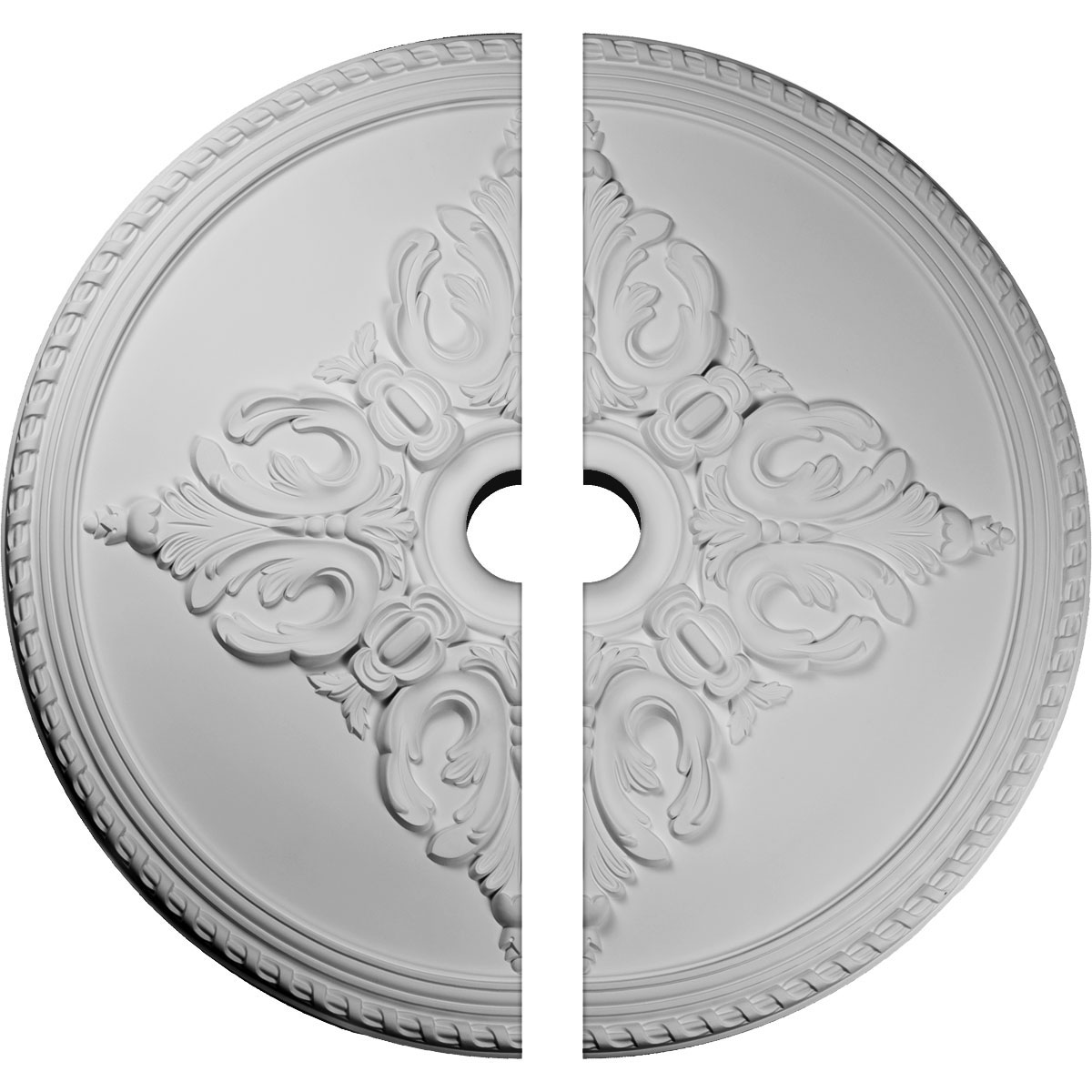 Ekena Millwork CM54MI2-06000 Milton 54.25-Inches W x 54.25-Inches L Architectural White Polyurethane Split Ceiling Medallion