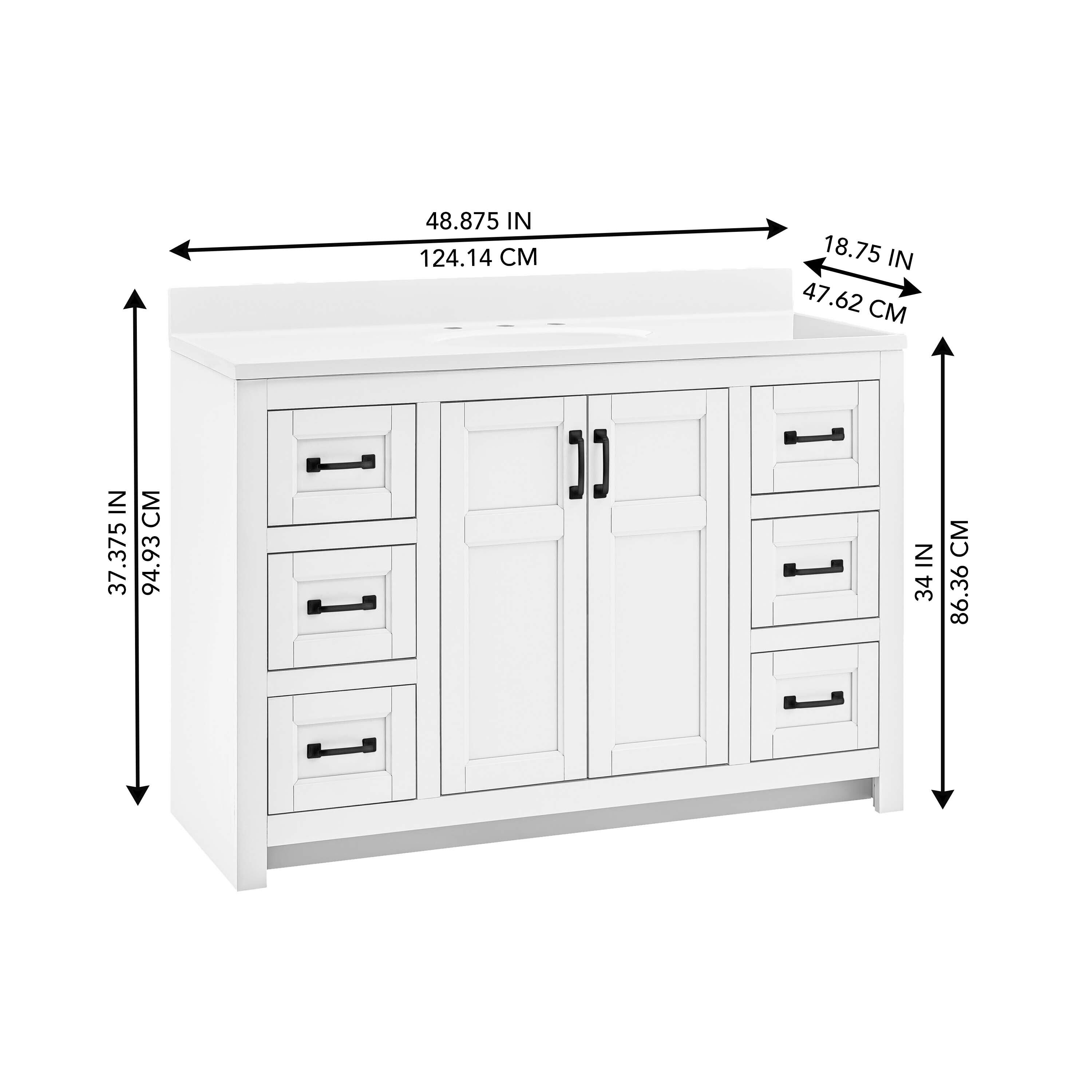 Style Selections Lowry 49-in White Single Sink Bathroom Vanity With 