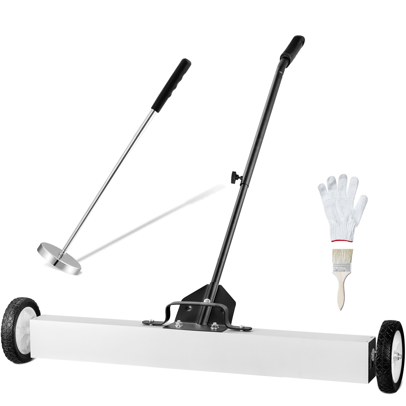 VEVOR SCCXQSQTZ36304455V0 36-Inch Magnetic Sweeper with Wheels 55 lbs Capacity with Telescoping Magnetic Pickup Tool Adjustable Handle Magnetic Pickup Sweeper to Pick Up Nails and Screws for Workshop Garage Yard