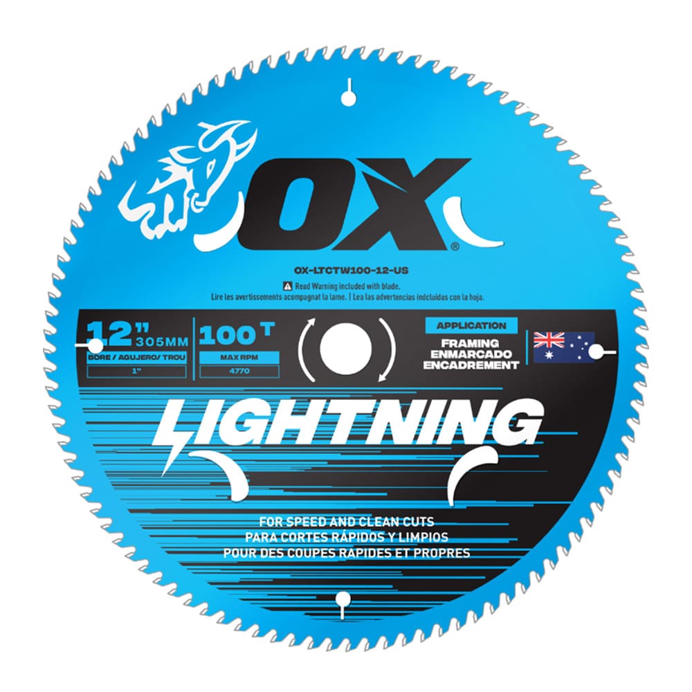 OX Tools OX-LTCTW100-12-US Lightning 12-in 100 -Tooth Fine Finish Carbide Circular saw blade Individual