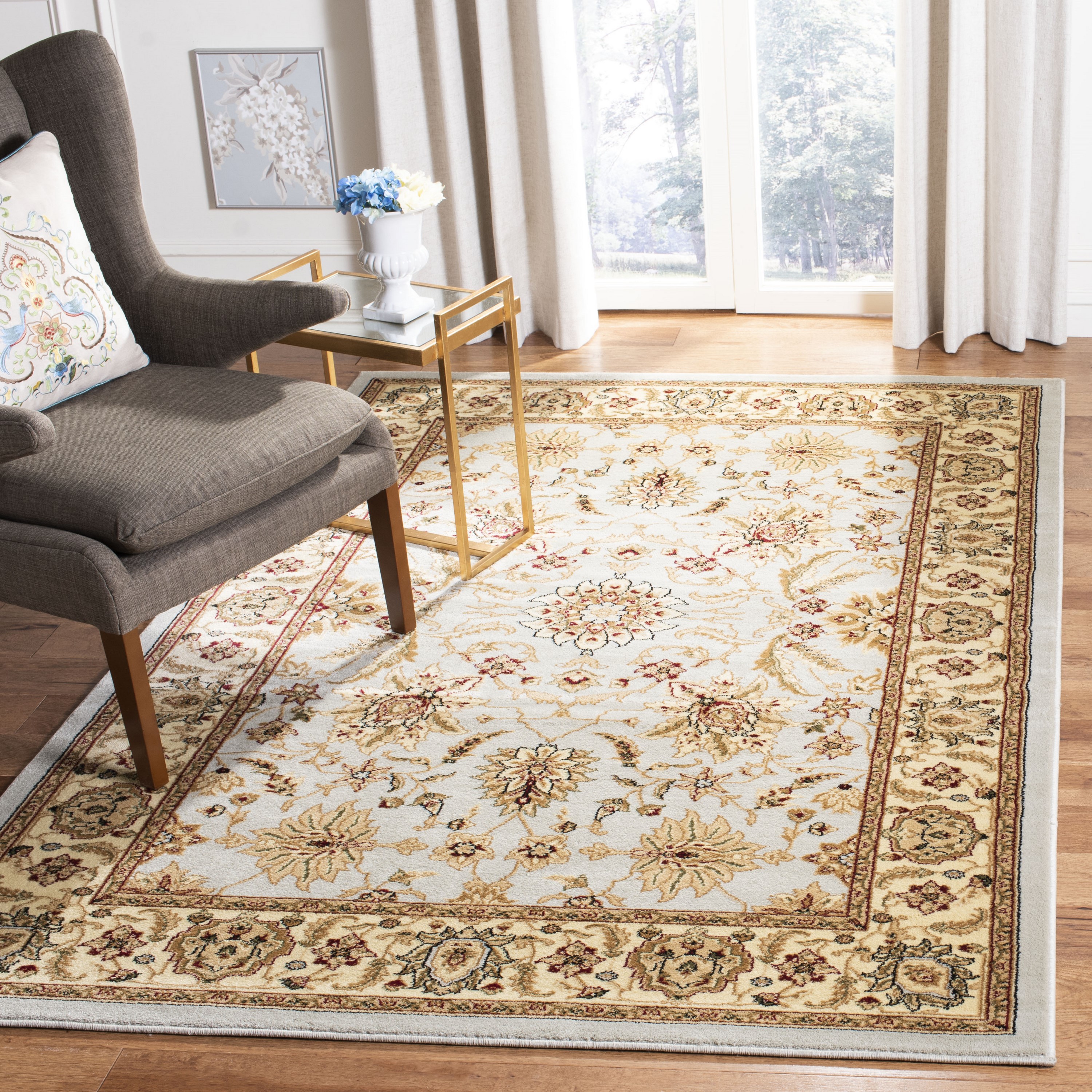 Safavieh LNH216G-4 Lyndhurst Agra 4 x 6 (ft) Loomed Polypropylene Gray/Beige Rectangular Indoor Floral/Botanical Oriental Area rug