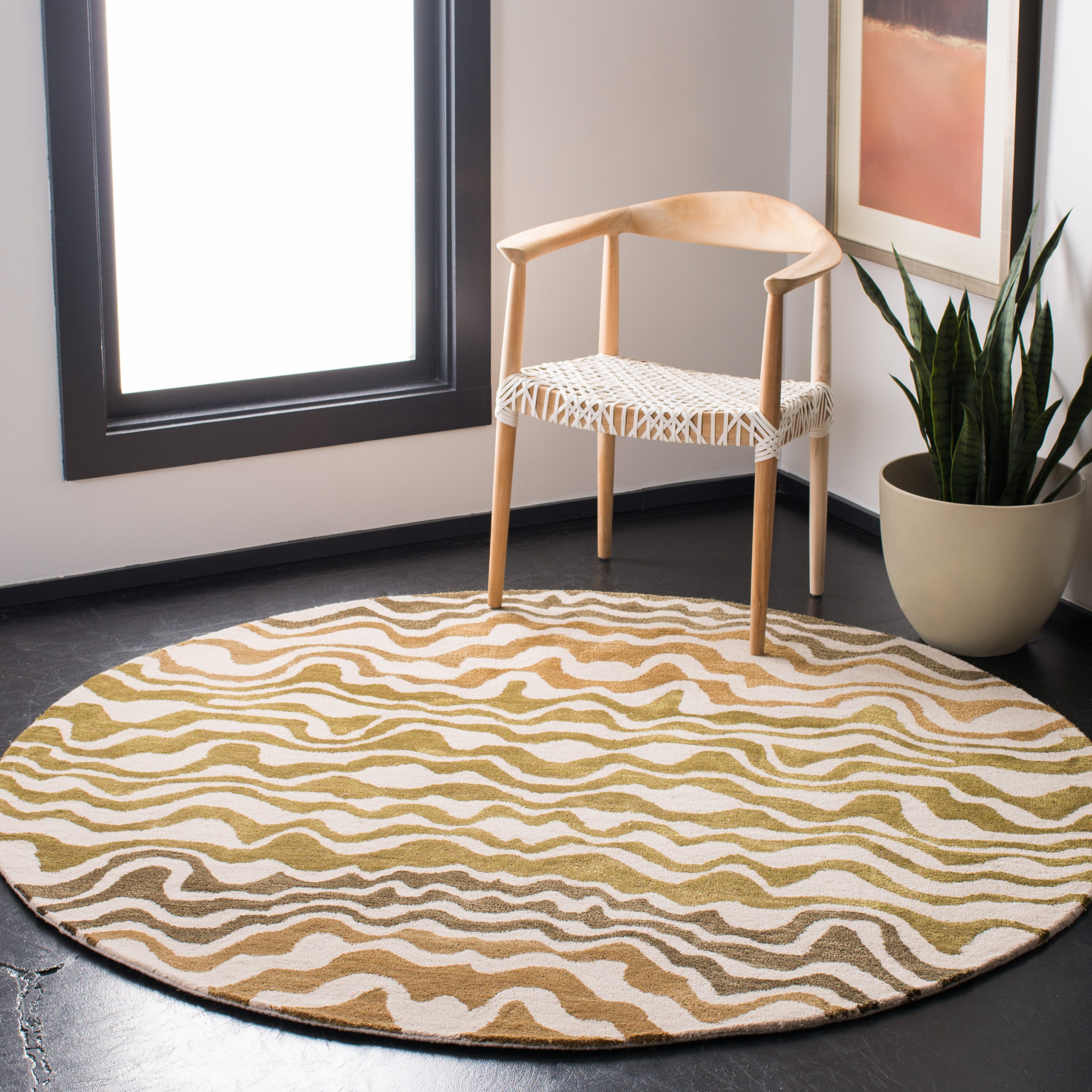 Safavieh Soh417 Beige/Brown Contemporary 6ft x 6ft Round Rug #SOH417A-6R