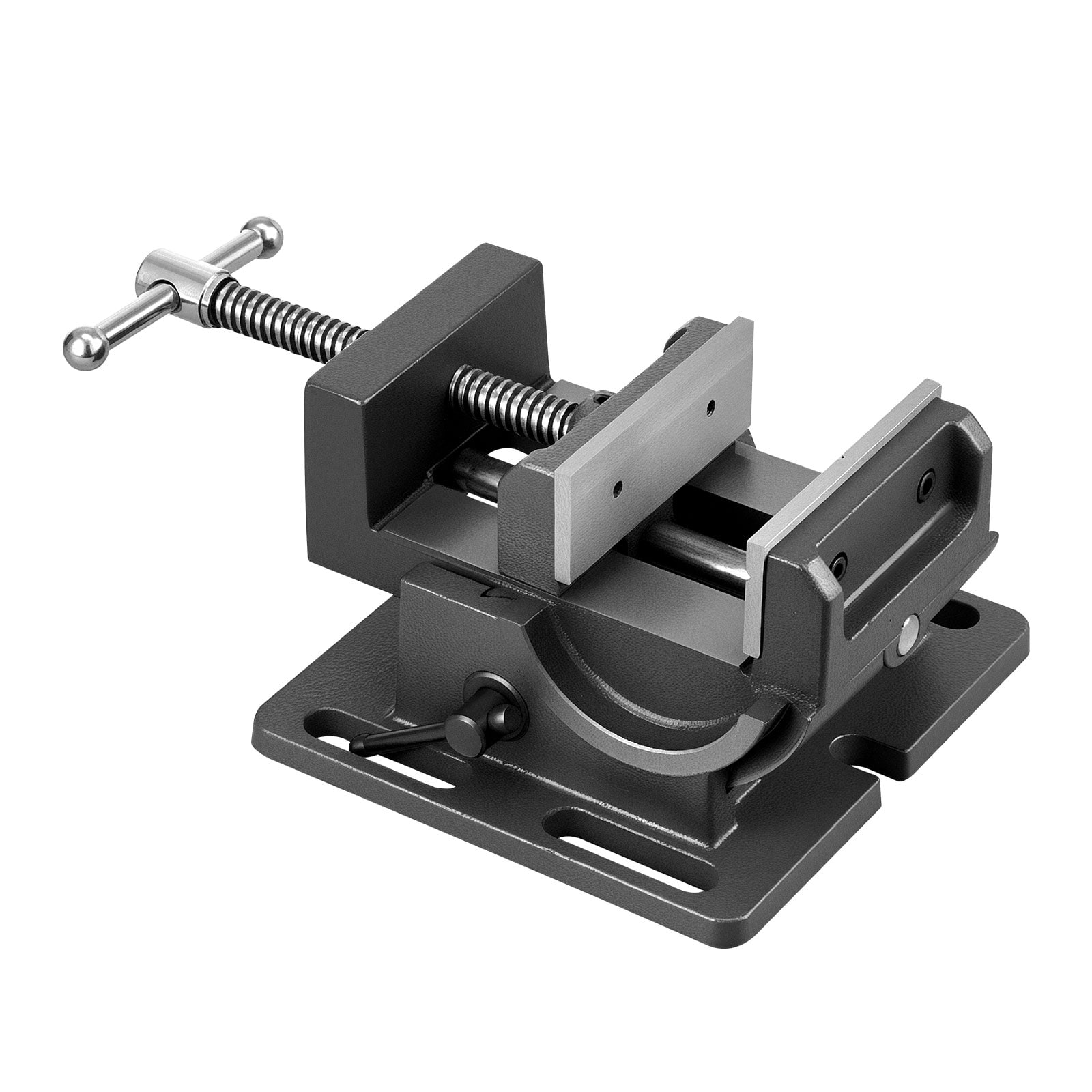 GIVIMO Tilting Drill Press Vise 4-1/4-in Jaw Width Cast Iron Bench Vise with 0 to 90-Deg Adjustable Tilt 7-kN Clamping Force for Drill Press Milling Grinding Compound Angles