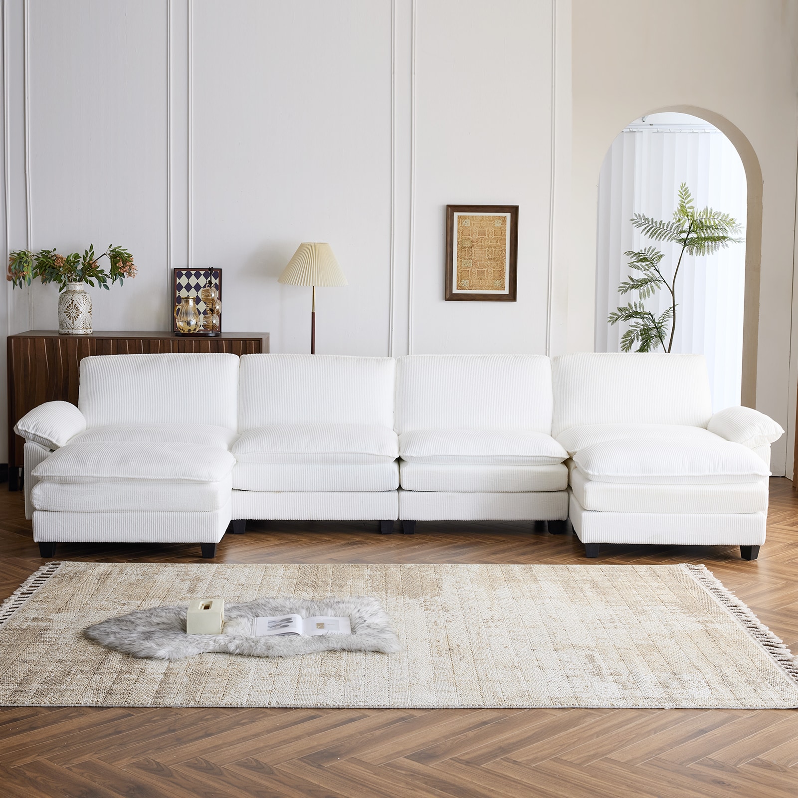 Outopee LO1G98000280X2+81+82 150-in Modern Off-white Sectional