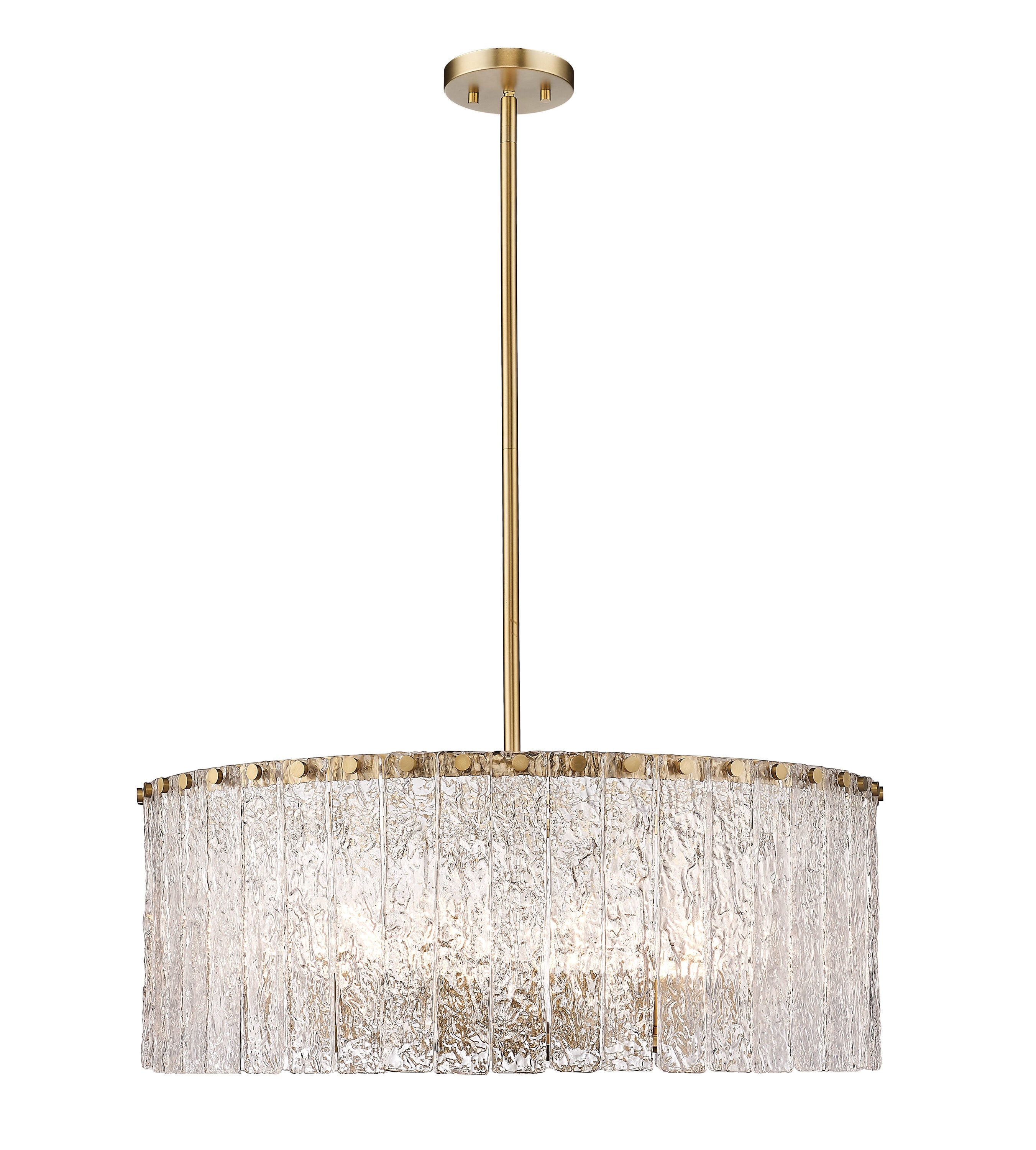 Z-Lite 1943P26-MGLD Glacier 10 -Light Modern Gold Modern/contemporary Clear glass Drum Large Hanging Pendant light