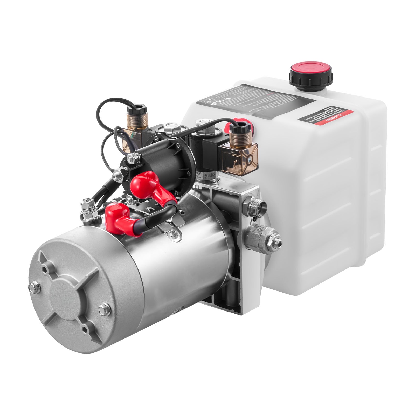 VEVOR 4 Quart Hydraulic Power Unit Double Acting Dump Trailer Pump 3200 PSI Max Relief Pressure and 0.91 GPM Flow Rate DC 12V Hydraulic Pump with Metal Reservoir for Dump Trailer Car Lifting White