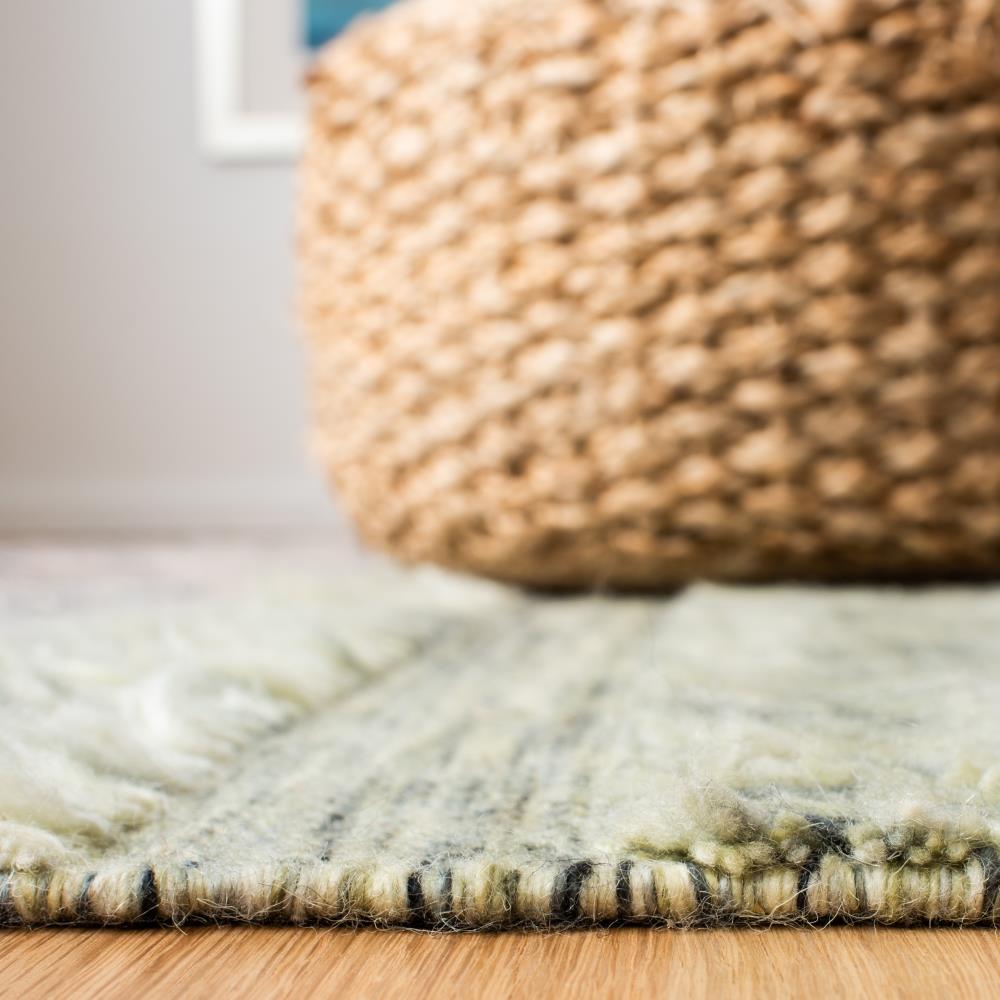 Handmade Blue and Pink Wool Shag Rug 4' x 6'