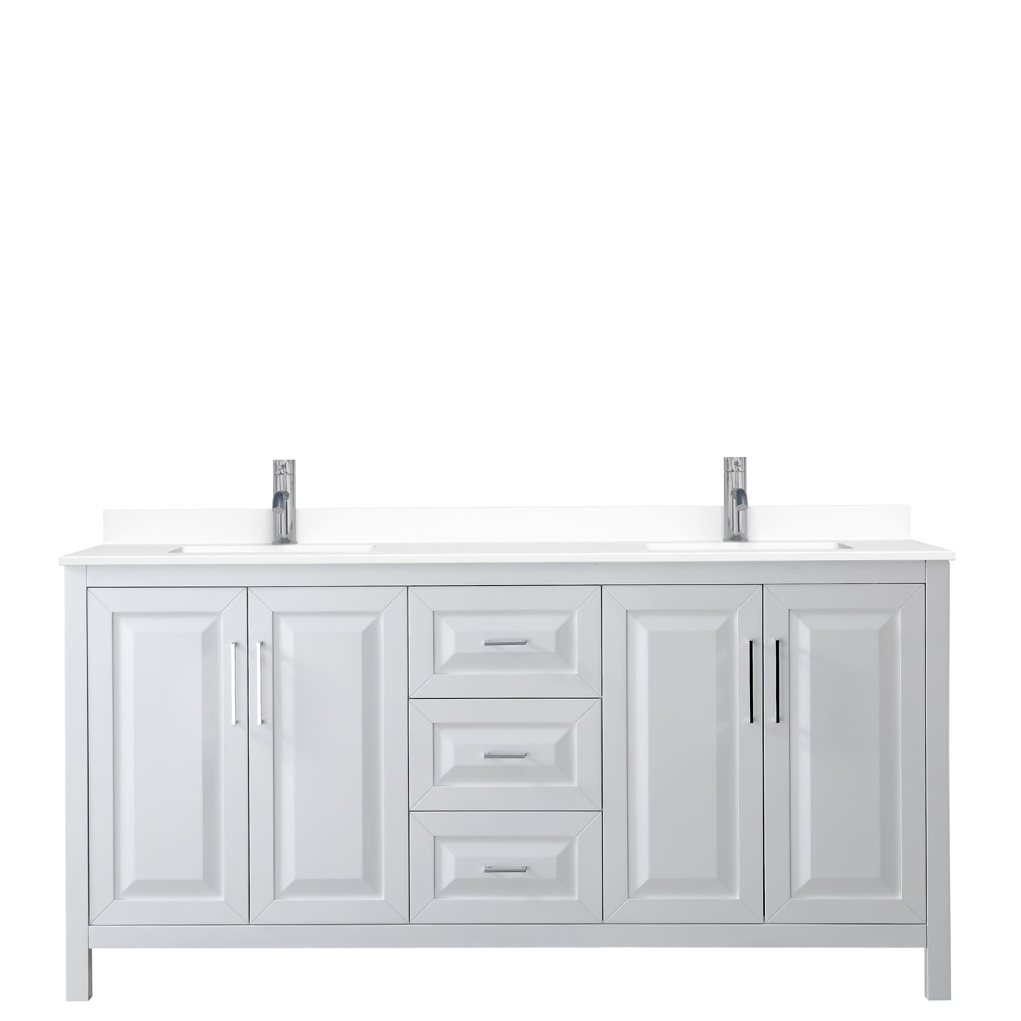 White Double Freestanding Bathroom Vanity with Marble Top
