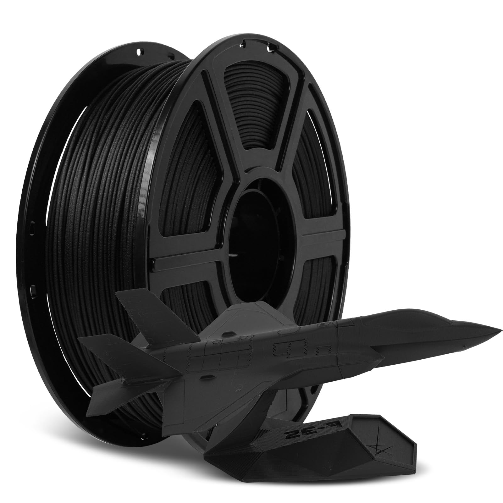 FLASHFORGE  Carbon Fiber PLA Filament 1.75mm Black Reinforced 3D Printer Filament 1kg Lightweight High Strength PLA-CF Filament Strong Easy to Print