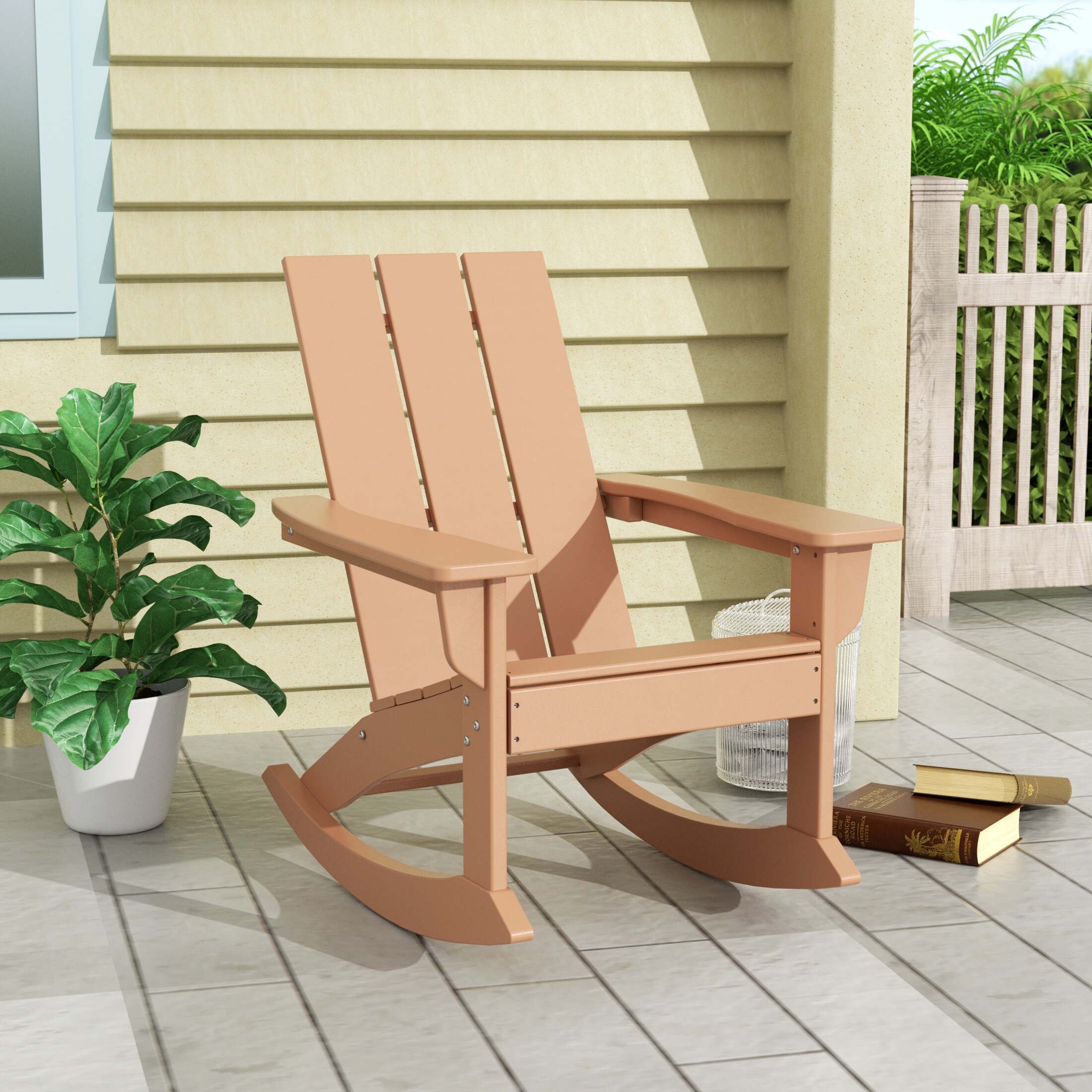 S Spring Frame Rocking Chair Westin Furniture Shoreside Teak Hdpe Frame Stationary Rocking Chair ...