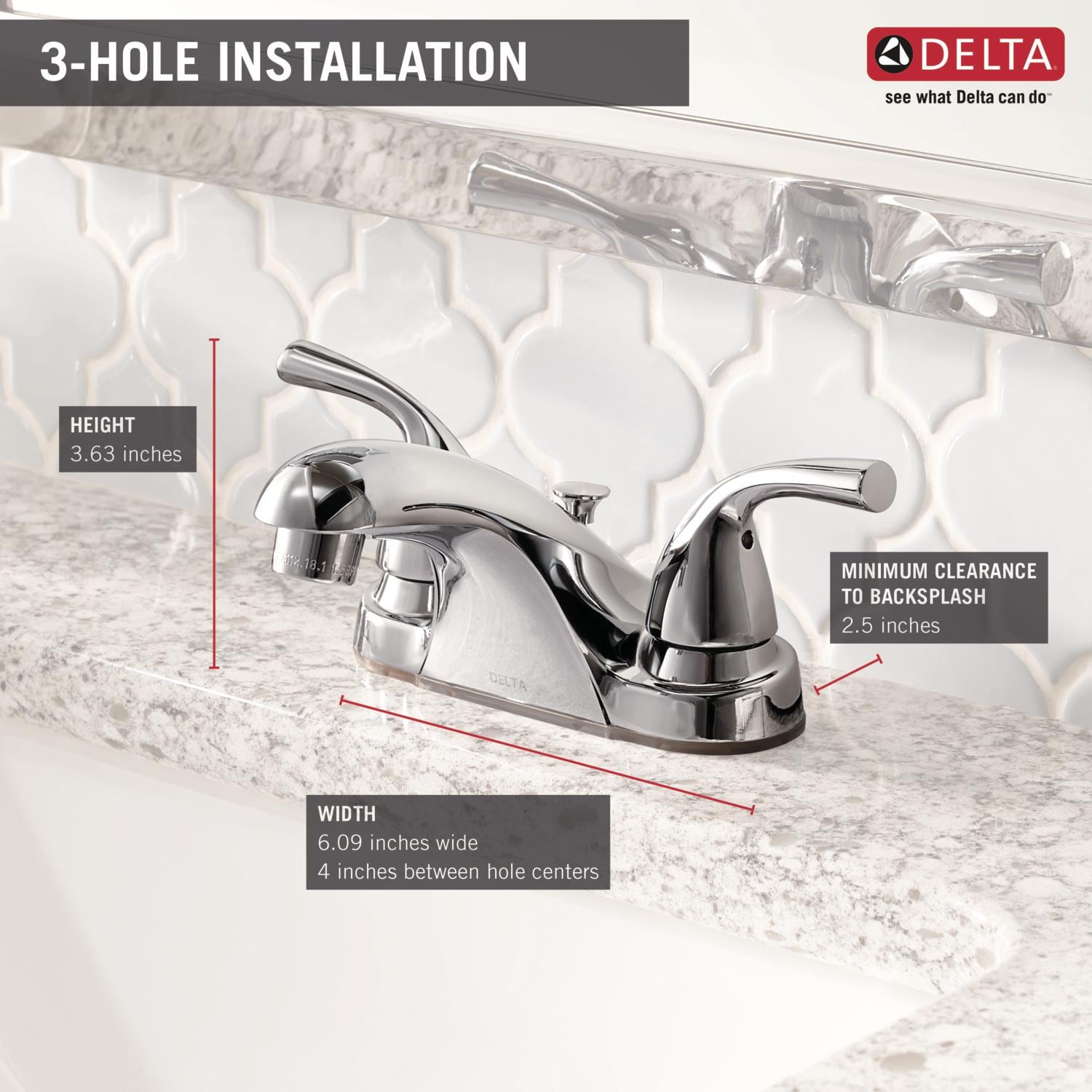 Delta Foundations Chrome 4-in centerset 1-handle WaterSense Bathroom Sink  Faucet with Drain