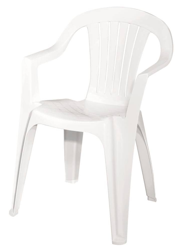 Adams Manufacturing Stackable White Plastic Frame Stationary Dining  Chair(s) with Slat Seat at