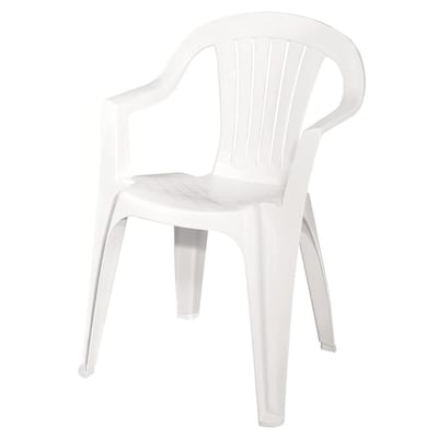 Adams Manufacturing Stackable White Plastic Frame Stationary Dining Chair S With Slat Seat In The Patio Chairs Department At Com - High Back White Plastic Resin Patio Chair