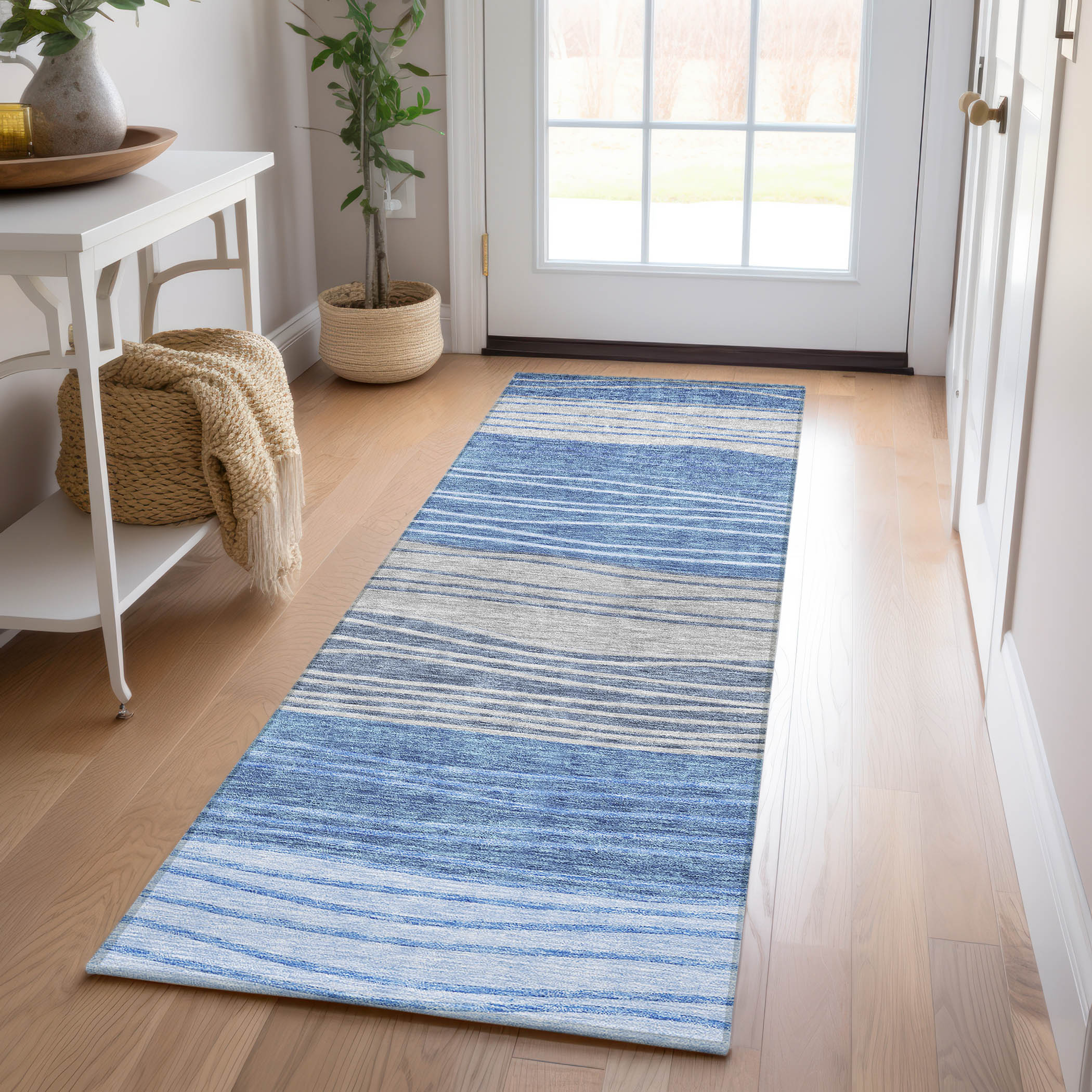 Addison Rugs ACN735BU2X8 Chantille ACN735BU 2 x 7 (ft) Polyester Blue Rectangular Indoor/Outdoor Geometric Machine washable Area rug