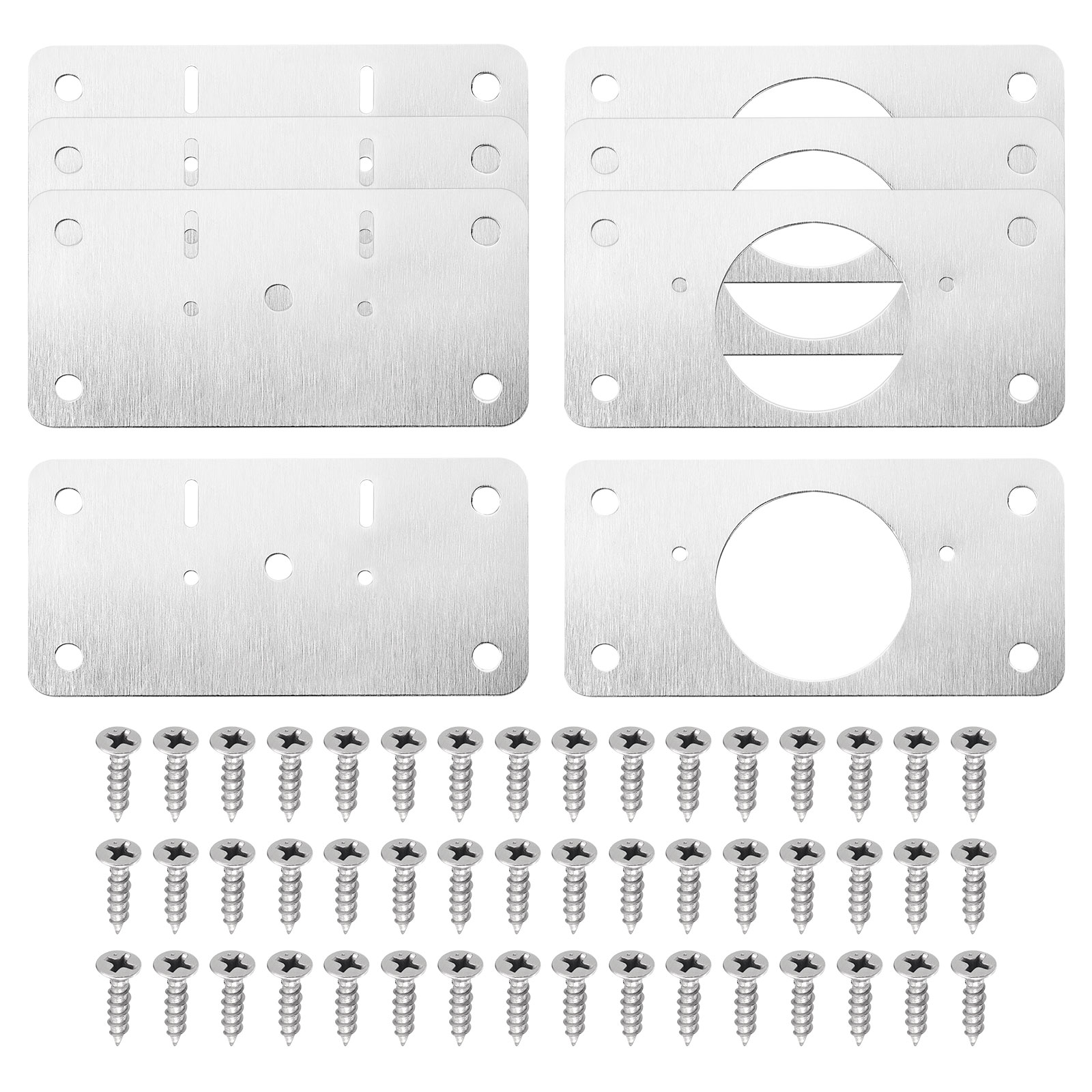 Unique Bargains - 8pcs Hinge Repair Kit Cabinet Hinge Repair Plate with Mounting Screws Stainless...