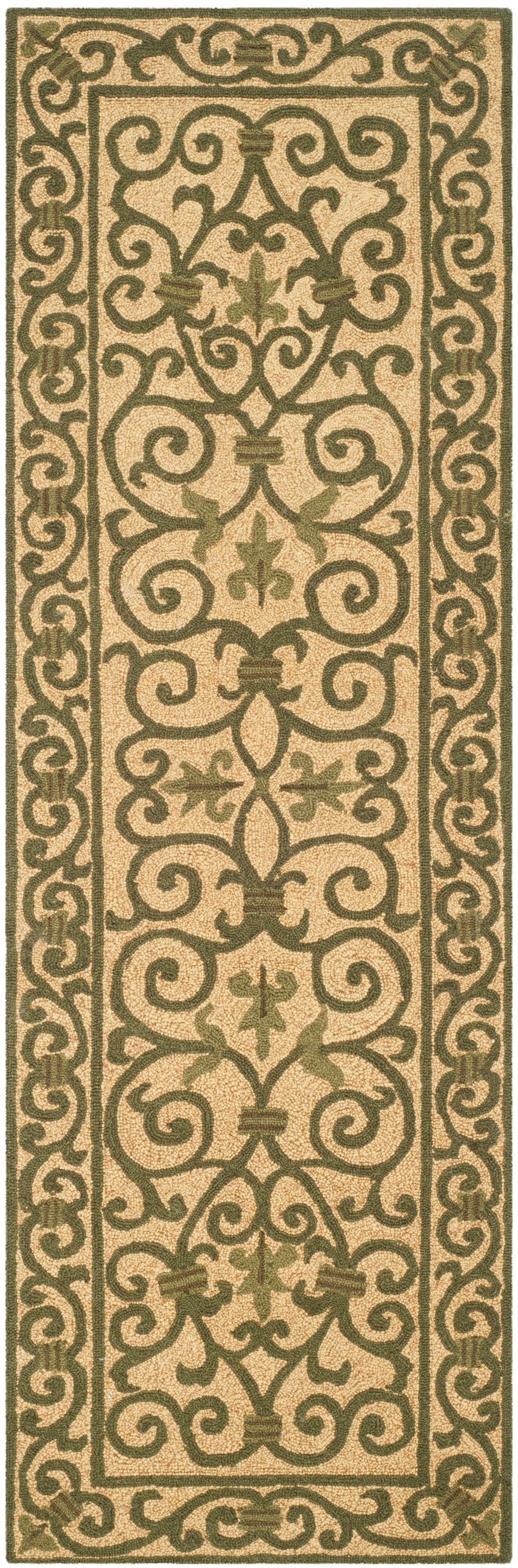 Safavieh HK11G-210 Chelsea Iron Gate 2 x 10 (ft) Hooked Wool Yellow/Light Green Rectangular Indoor Abstract Runner rug