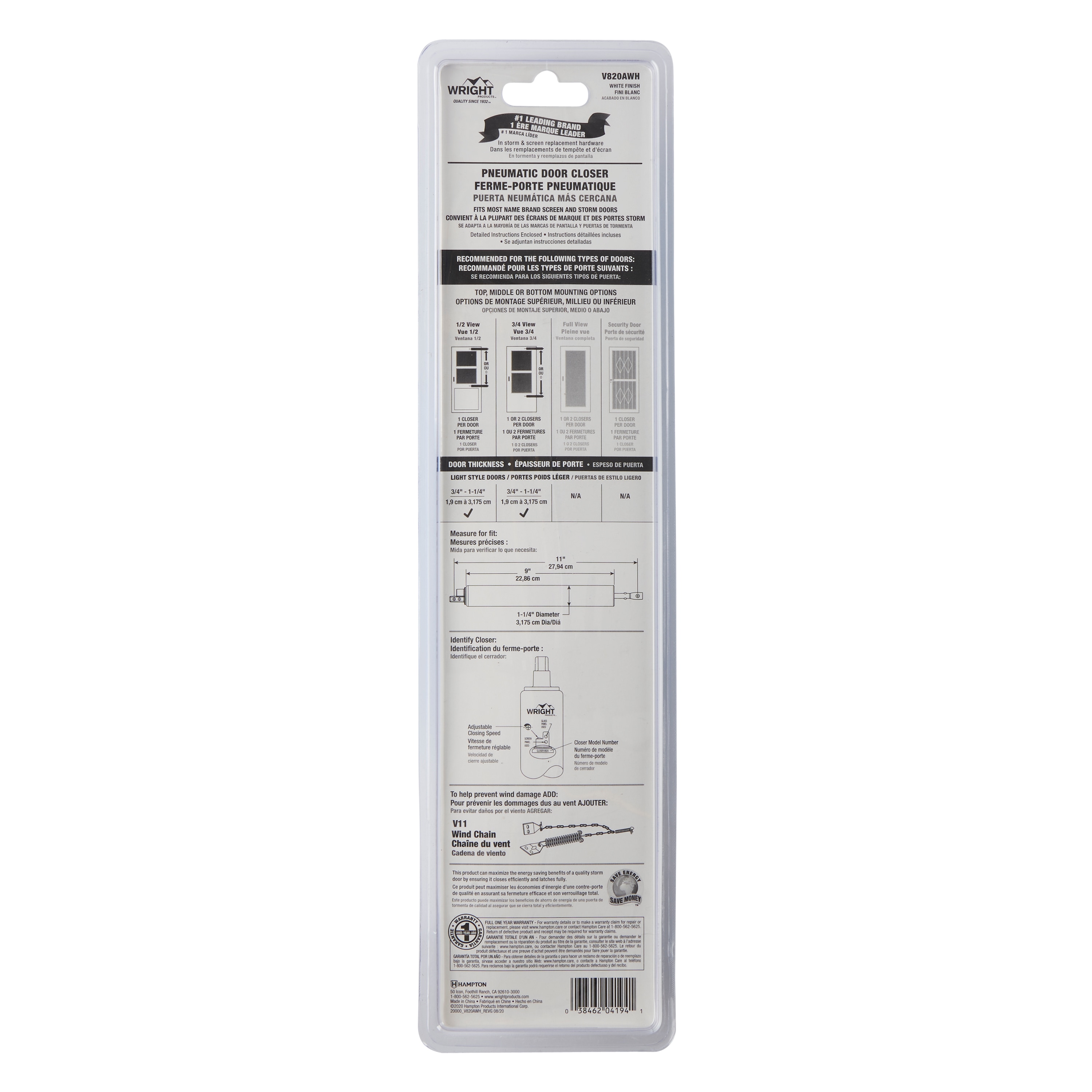 WRIGHT PRODUCTS V820AWH Screen-Storm-Door-Hinges - View #9