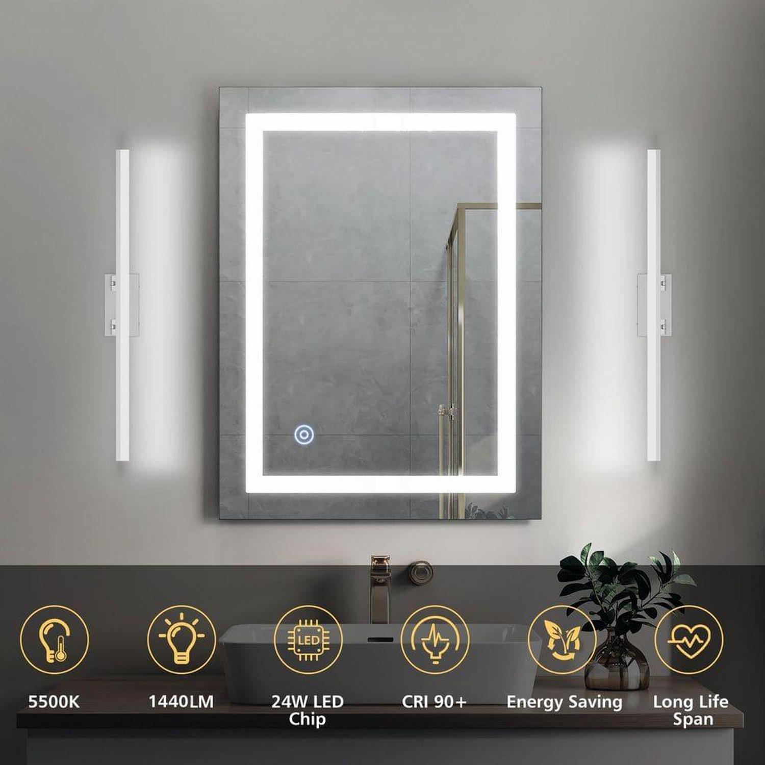 DAYAUM 39.37 in. Brushed Nickel Modern Bathroom Vanity Light with 5500K ...