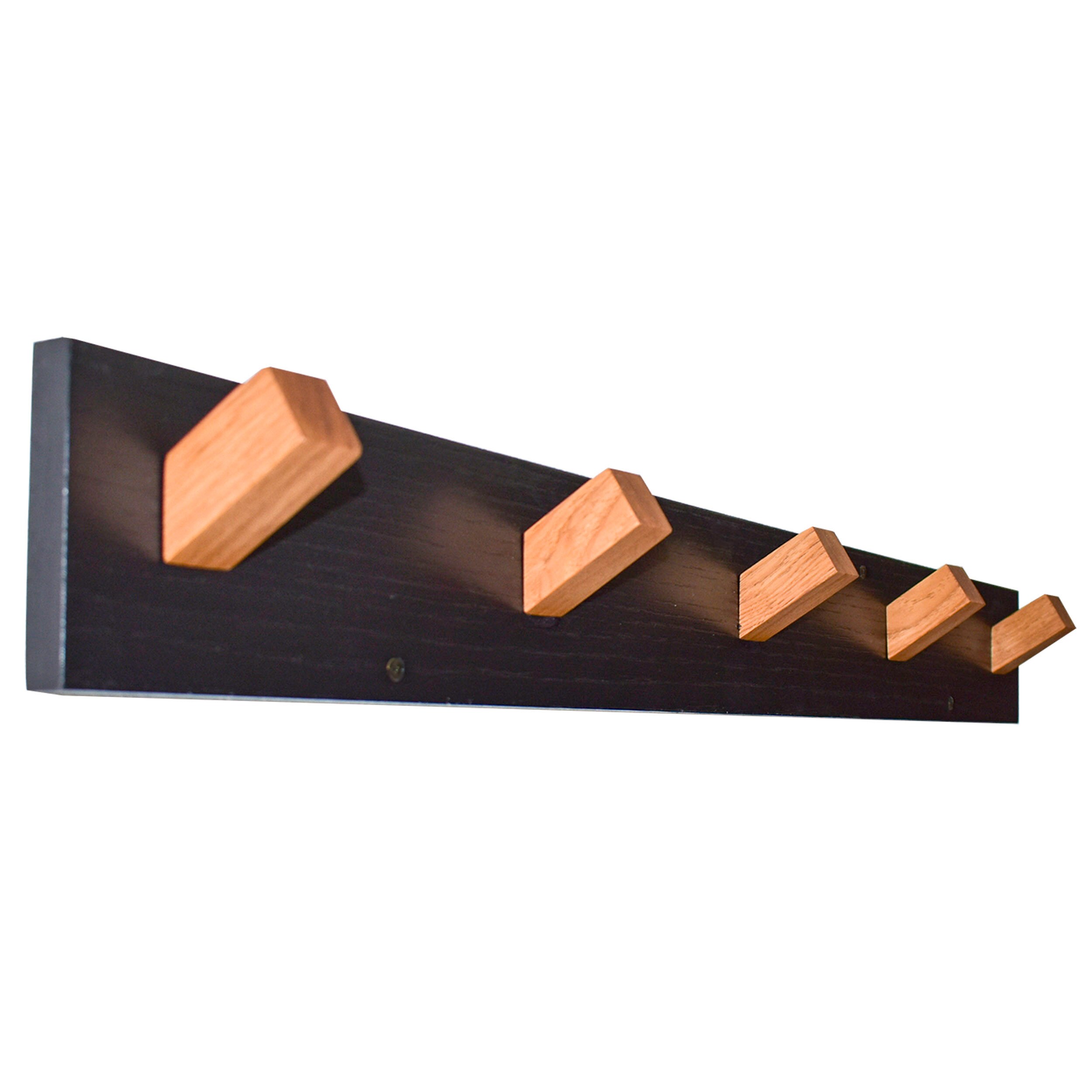 emark Modern Coat Rack Wall-Mounted 5-Hook Wood Coat Rack in Hickory Finish  in the Coat Racks & Stands department at