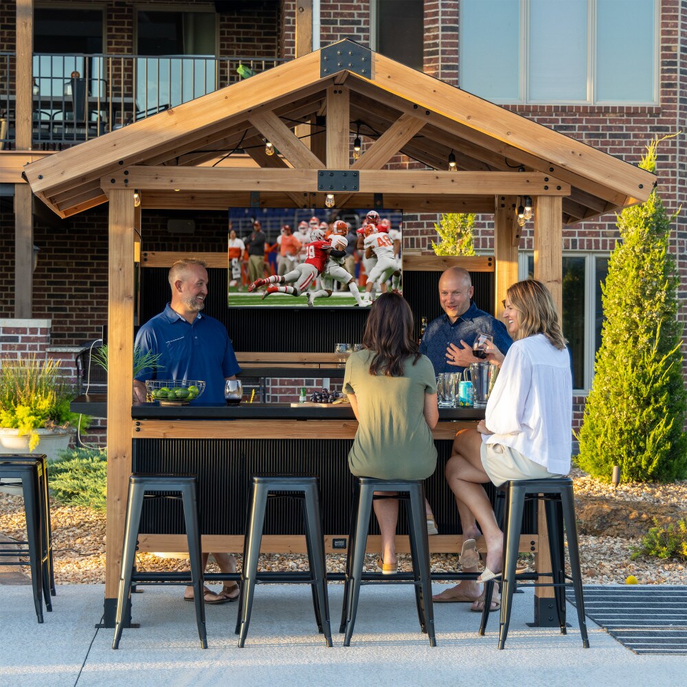 Palisade Cedar Wood Outdoor Bar with Galvanized Steel Roof