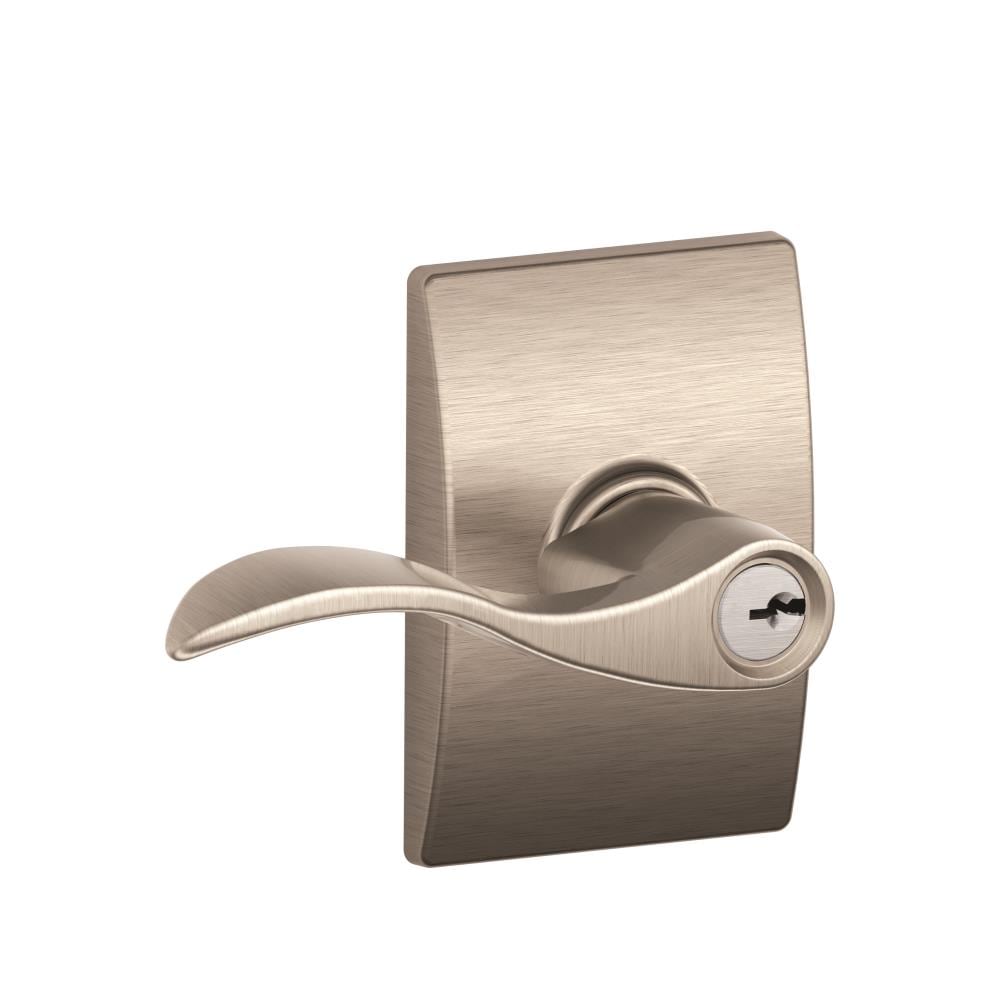 Schlage F51AACC619CEN F Series Satin Nickel Interior/Exterior Keyed entry Door Handle