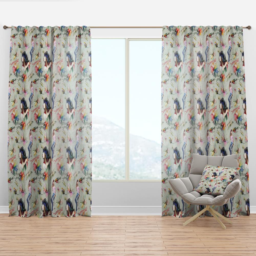 Designart CTN18851-52-90 90-Inches Green Floral Room darkening Thermal lined Rod pocket Single curtain panel
