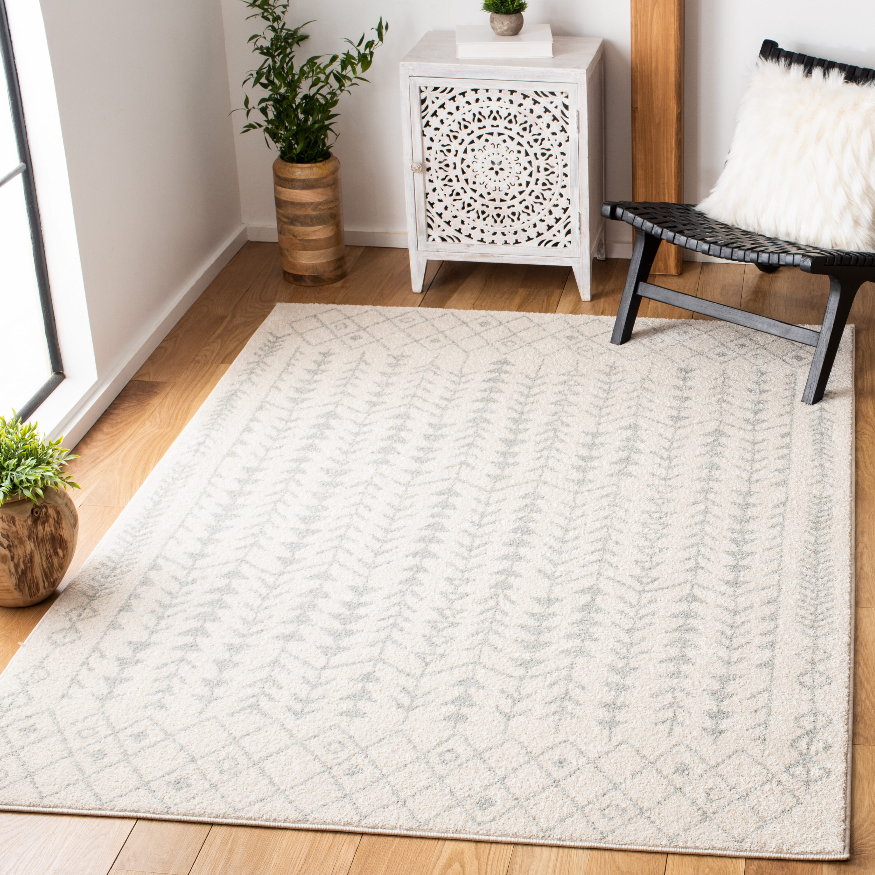 Tulum 262B Ivory/Light Grey 4 x 6 Rectangular Area rug