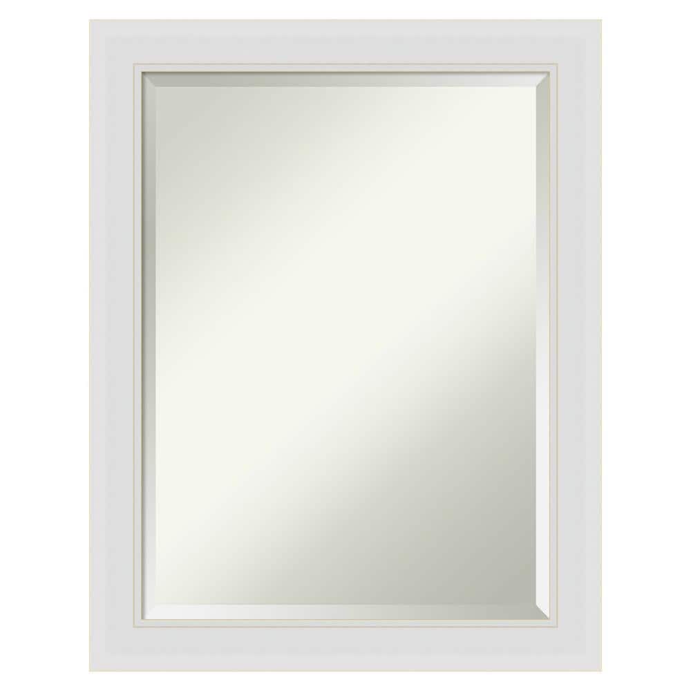 Amanti Art Flair Soft White Frame Collection 22-in W x 28-in H Satin Natural,White Rectangular Bathroom Vanity Mirror