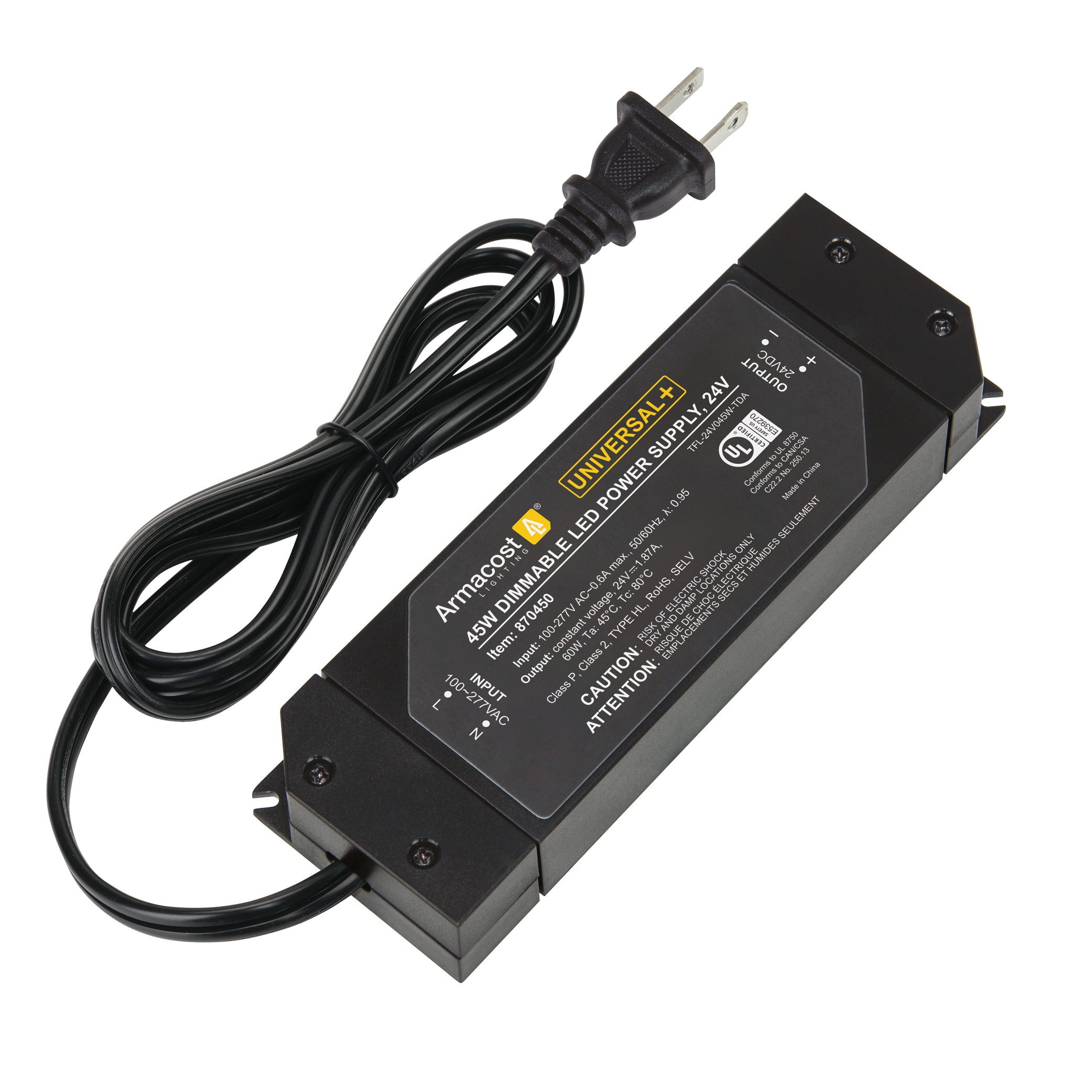 Black 24V DC Dimmable LED Driver Power Supply