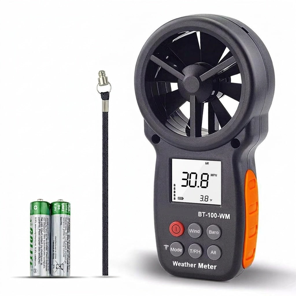 Phyfalip  Digital Anemometer Barometer Handheld Wind Speed Temperature Humidity Altitude Pressure Meter for HVAC Climbing Drone CFM Tester