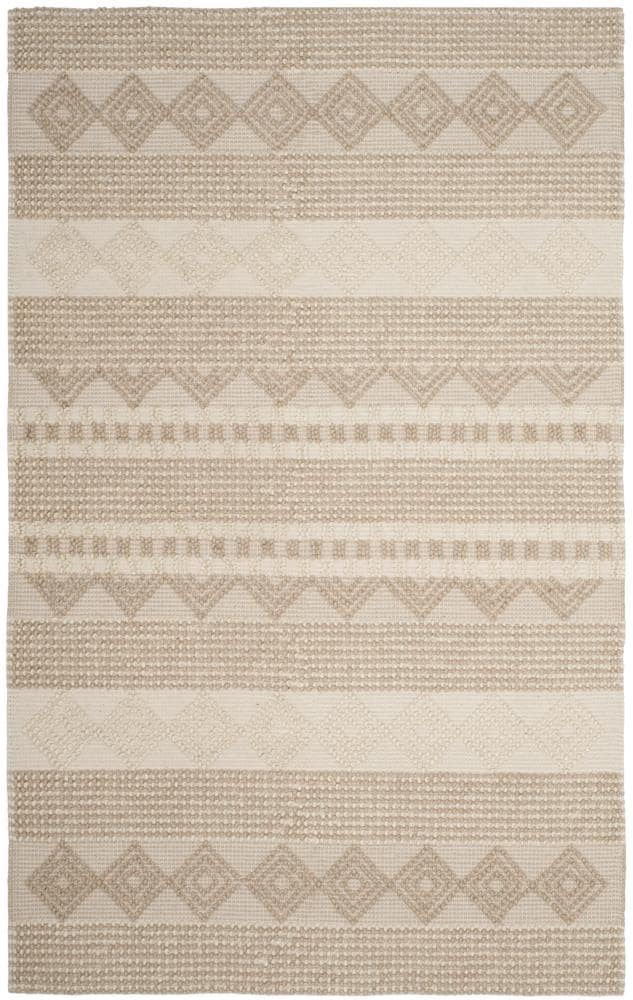 Safavieh NAT102B-4 Natura Kenai 4 x 6 (ft) Wool Beige/Ivory Rectangular Indoor Abstract Coastal Area rug