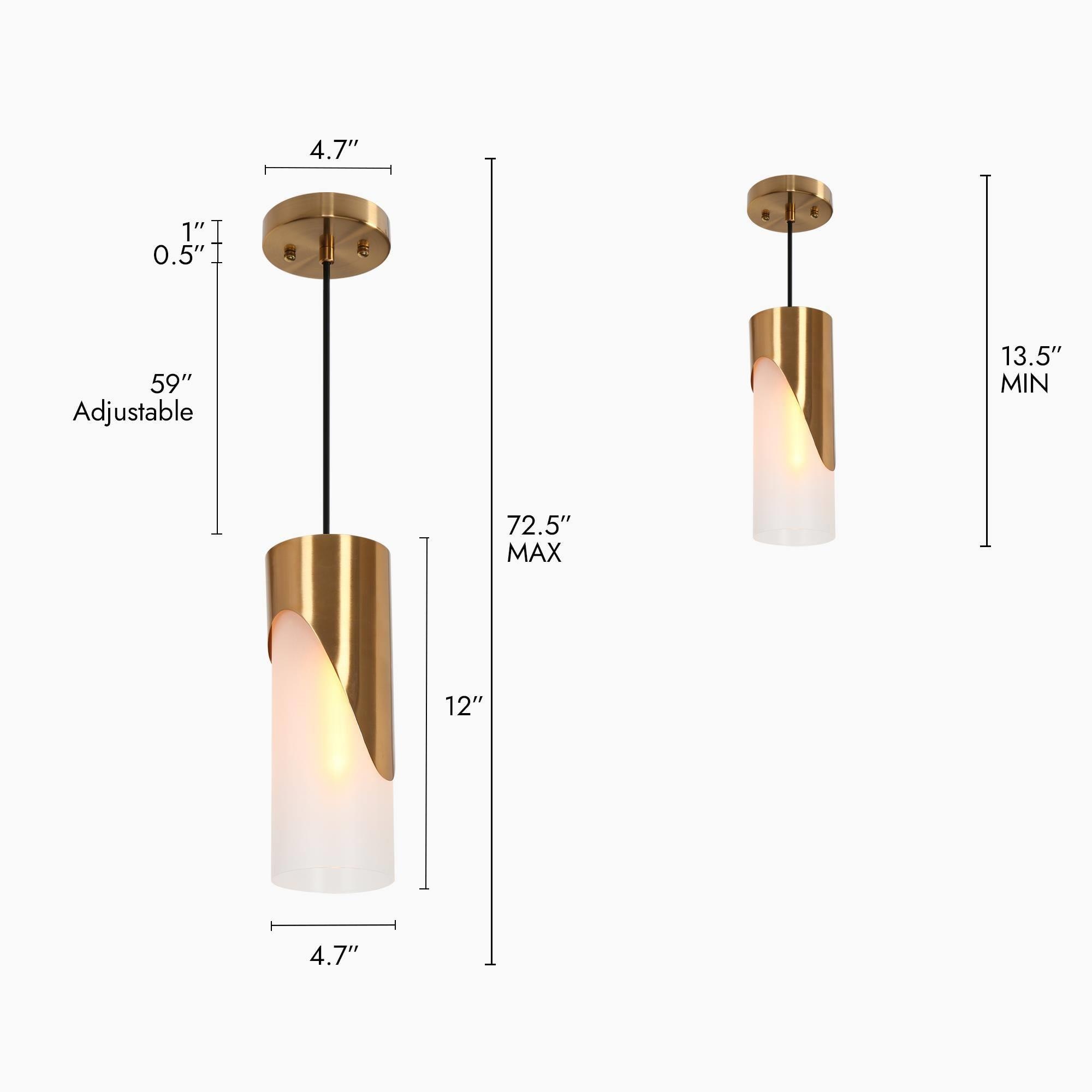 ZEVNI Dunbar Matte Gold Transitional Frosted Glass Cylinder LED Mini ...