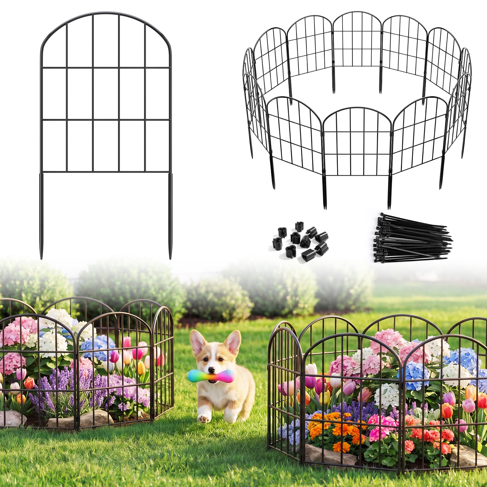 Oyezvary  19 pcs Decorative Garden Fence Panels 20 ft x 24 in No Dig Metal Animal Barrier Rustproof Wire Edging for Yard Pathways Flower Beds