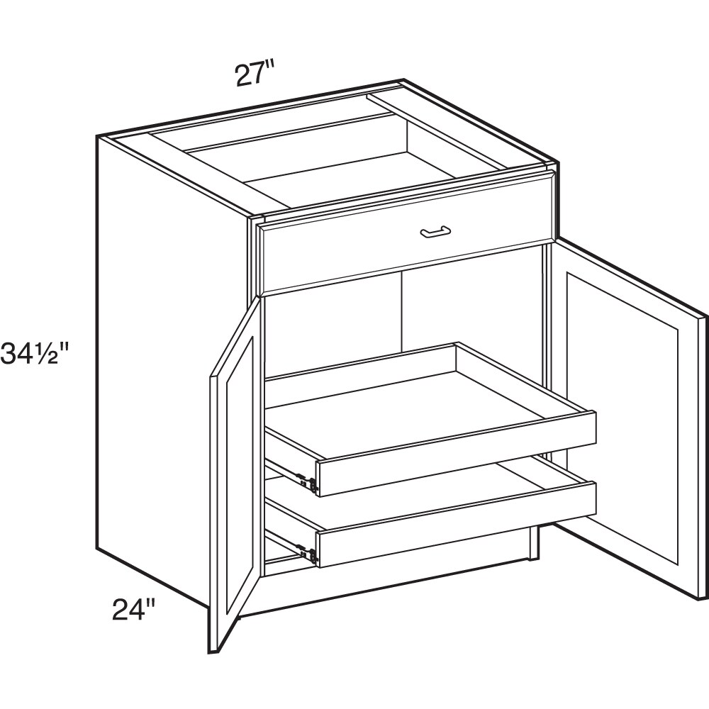 Norfolk Assembled 27 in. W x 34.5 in. H x 24 in. D Plywood Base Cabinet in Painted White