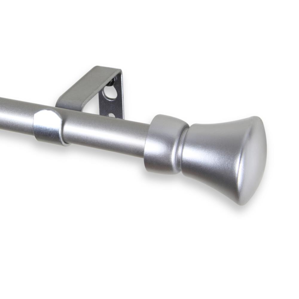 Hart & Harlow L5712-485 5/8-in Alistair 48-in to 84-in Satin nickel Steel Single curtain rod with Finials