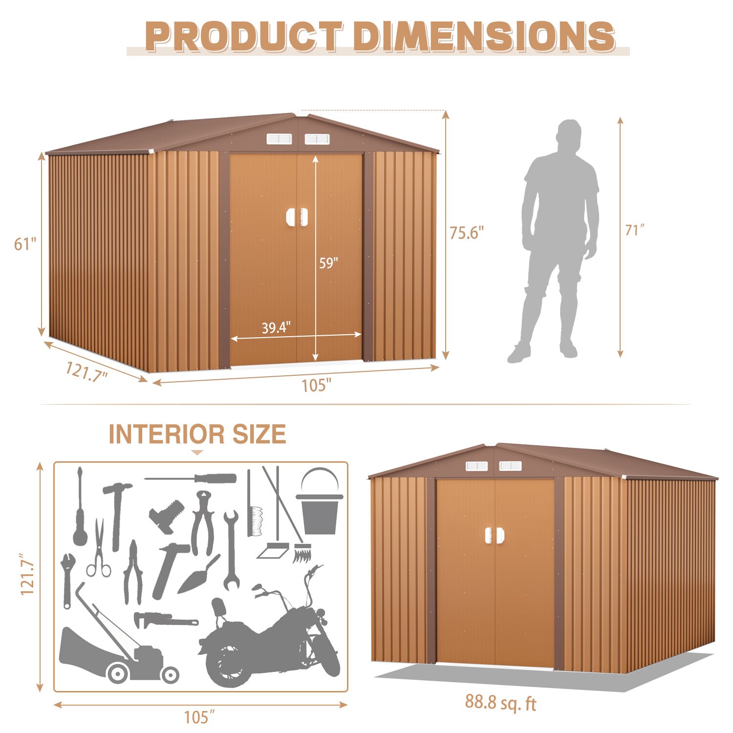 Jaxpety 10-ft X 9-ft Galvanized Steel Storage Shed In The Metal Storage 