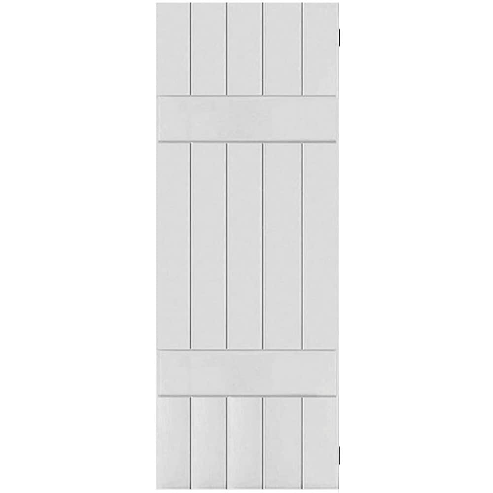Ekena Millwork RWB18X038PRM 18-in W x 38-in H Primed Paintable/Stainable Board and batten Wood Exterior Shutters ( 2 -Pack )