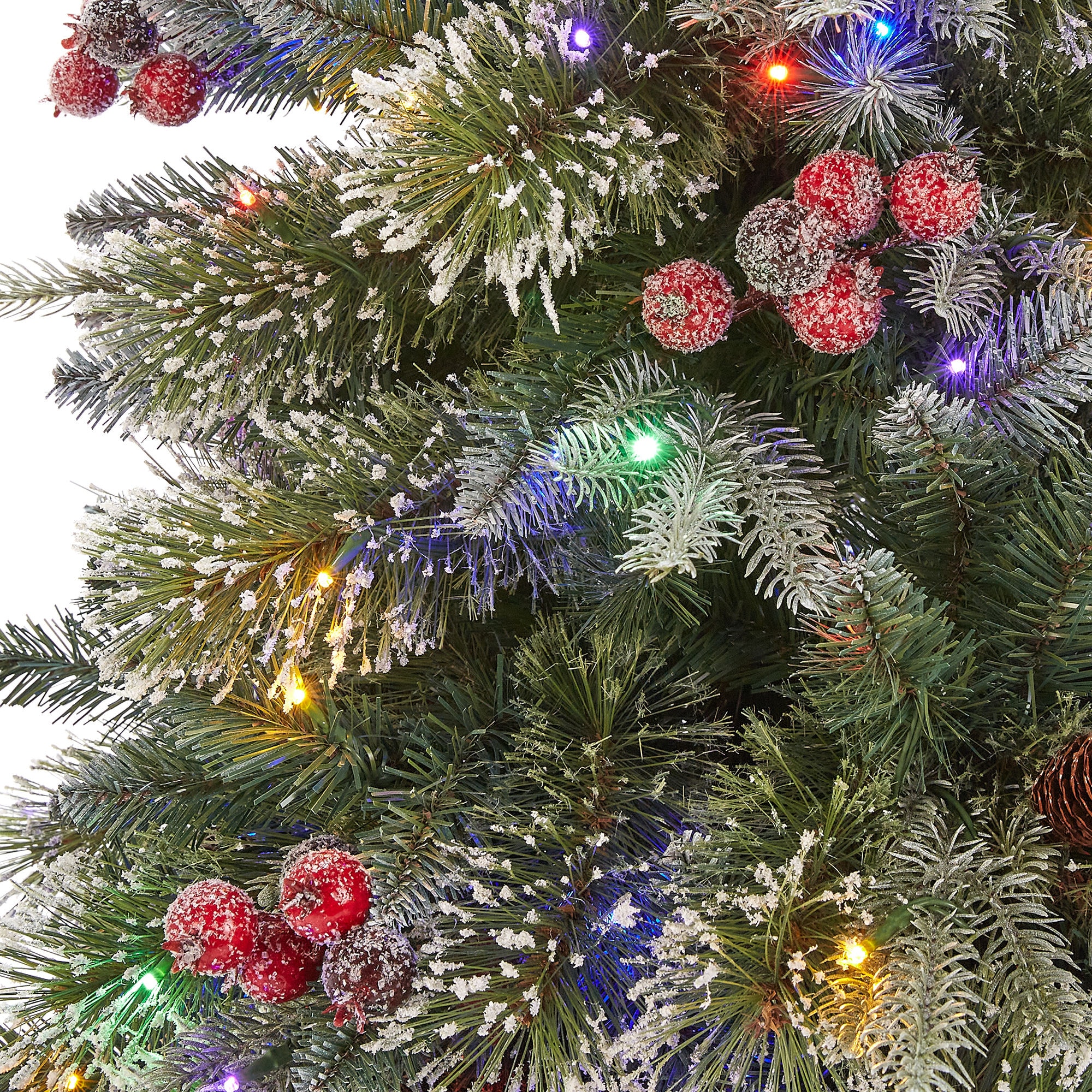 Holiday Living 6.5-ft Pre-lit Slim Flocked Artificial Christmas Tree ...