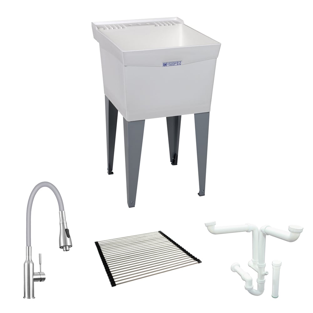 Mustee 40-in x 24-in 1-Basin White Freestanding Utility Tub with Drain  Lowes.com