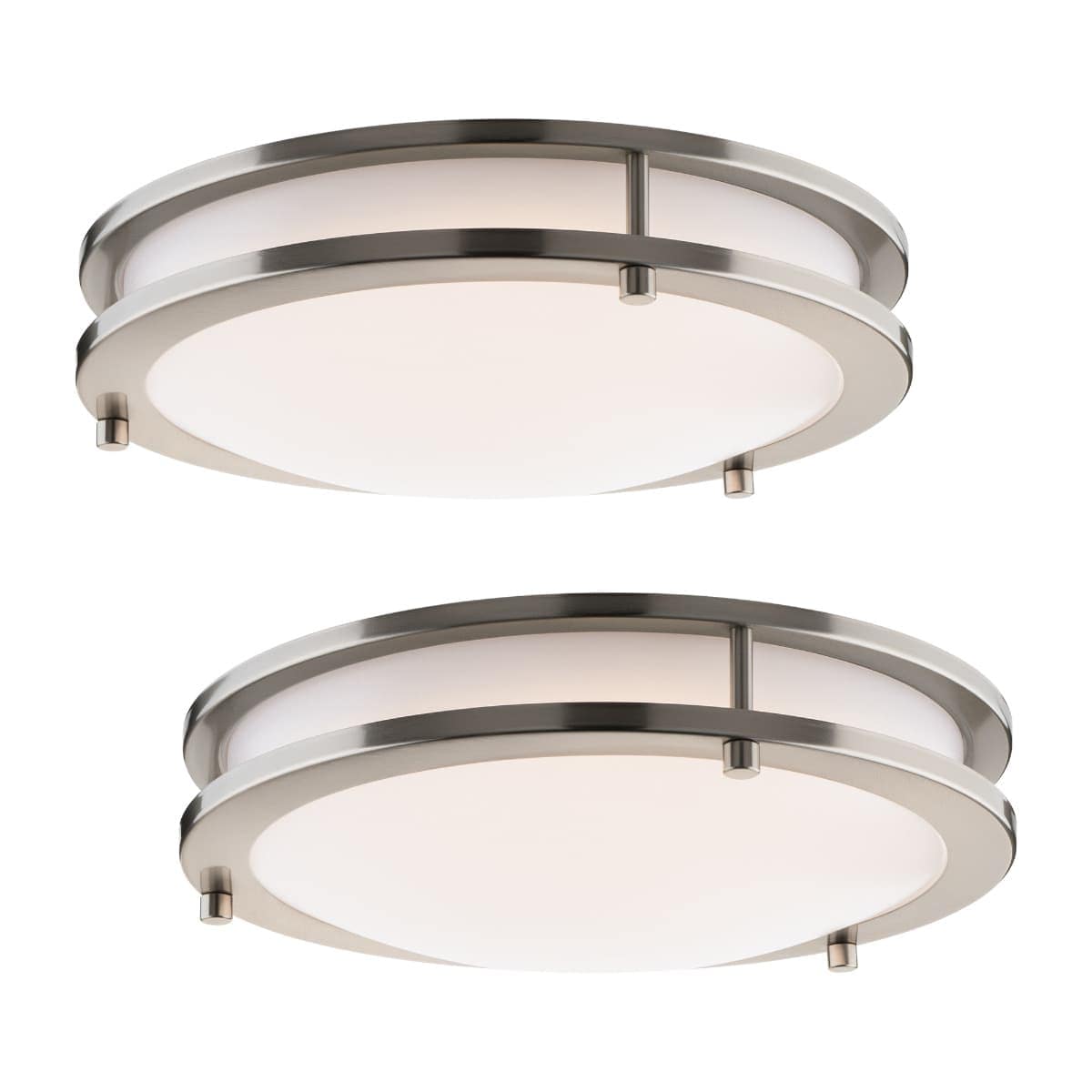 East Grove Home Builder Essential Axis LED 10in Round Flush Mount 16W 1100 Lumens with 5-CCT Selectability 2700-3000-3500-4000-5000K in Brushed Nickel (Pack of 2 Lights)