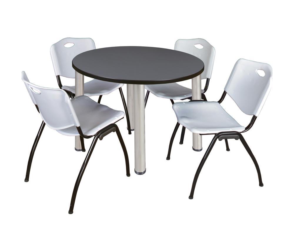 Regency TB42RNDGYBPCM47GY Breakroom Gray 4-Person Training Table (42-in W x 29-in H)
