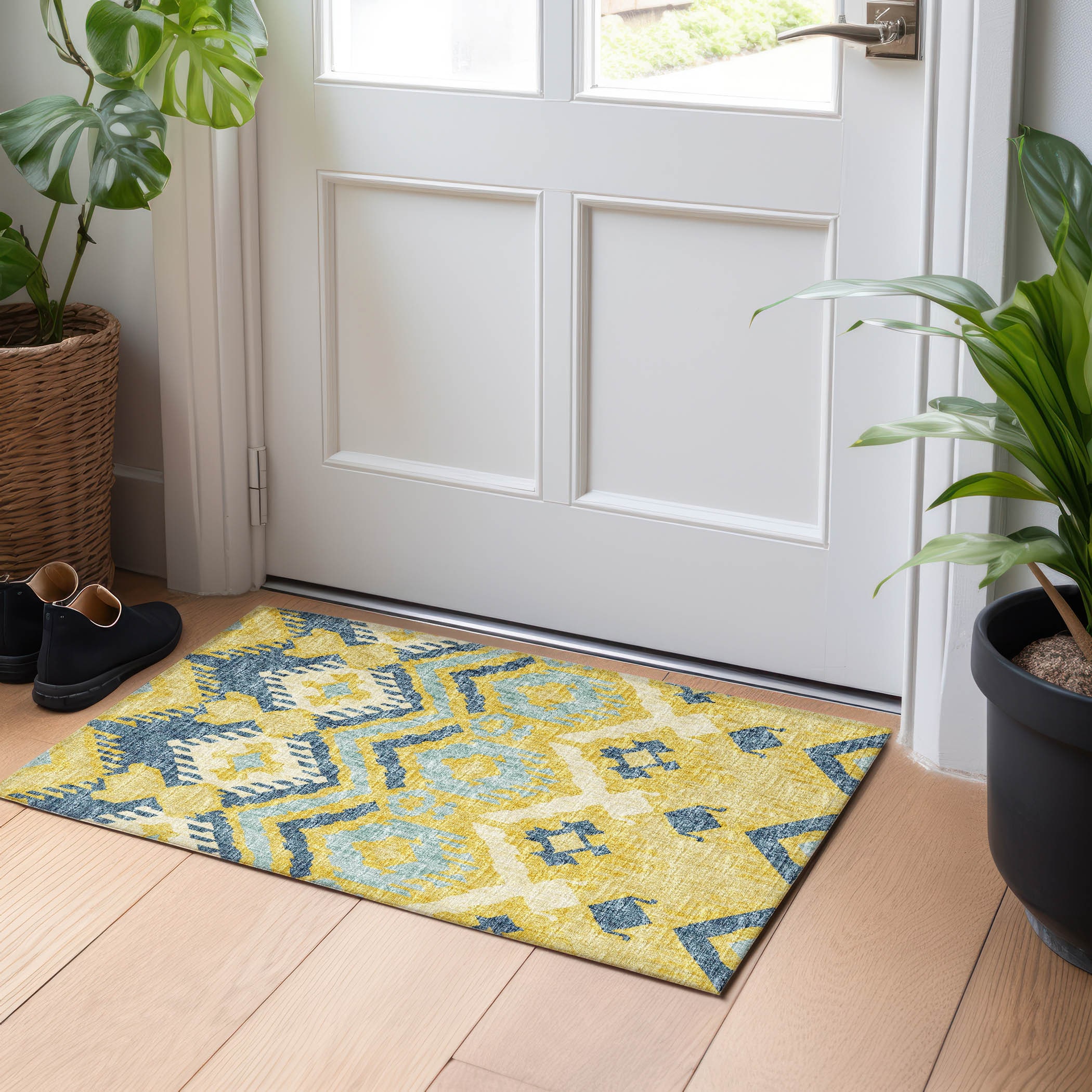 Addison Rugs AMF108YE20X30 Mayfield AMF108YE 2 x 3 (ft) Loomed Polyester Yellow Rectangular Indoor Abstract Machine washable Area rug