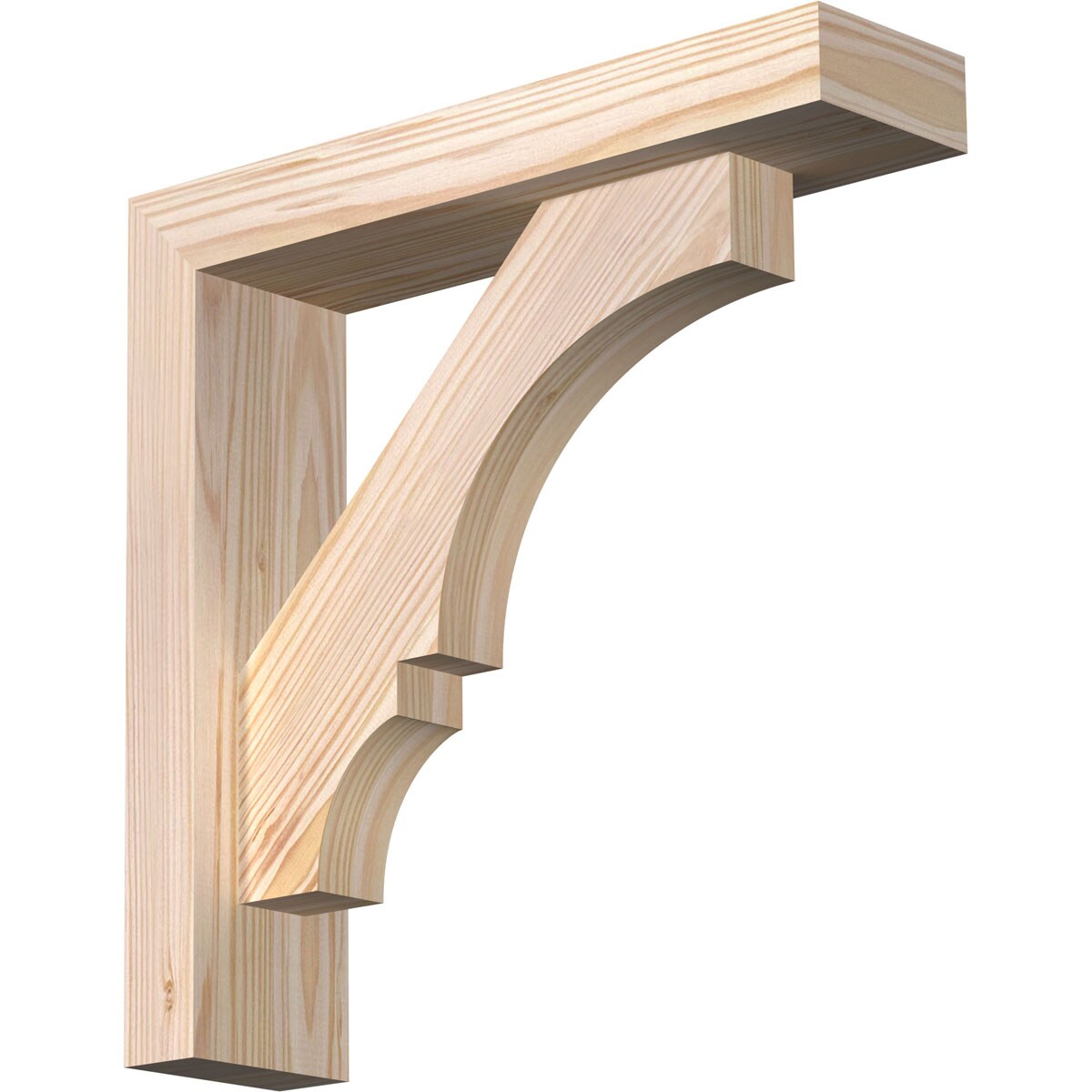 Ekena Millwork 1462105 Balboa Block Smooth Bracket with Offset Brace Douglas Fir Wood Standard Bracket