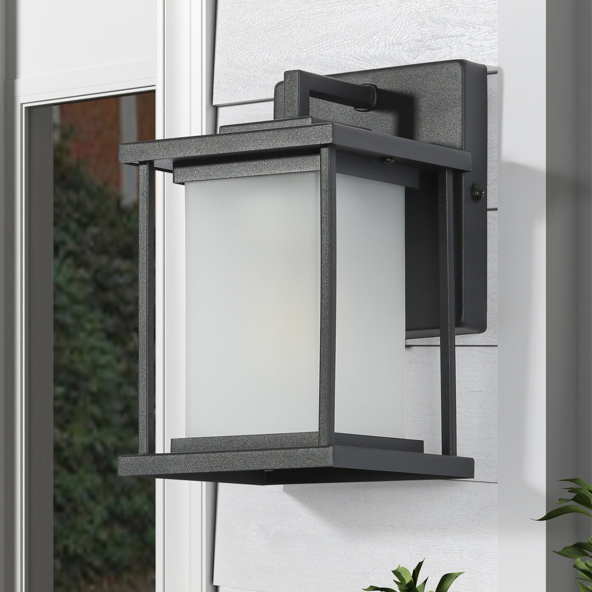 Uolfin JI3QZU-LWS2878W-Z8 1 -Light 8.3-in H Matte Black Hardwired Outdoor Wall Light